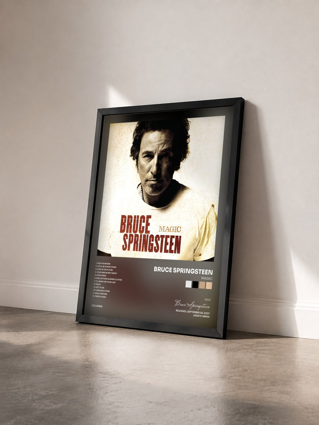 #noir Tableau de l'album Magic de Bruce Springsteen vu de trois quarts, cadre noir