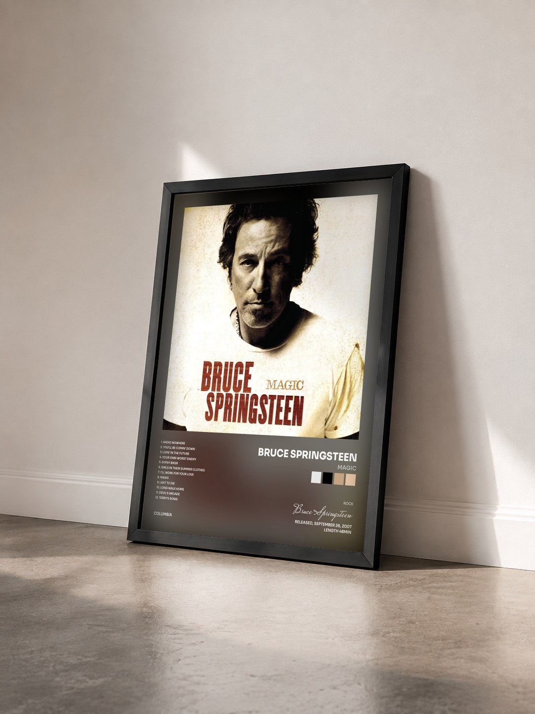 #noir Tableau de l'album Magic de Bruce Springsteen vu de trois quarts, cadre noir
