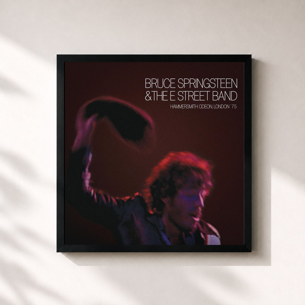 #noir Tableau carré de l'album Hammersmith Odeon, London '75 de Bruce Springsteen, cadre noir 32x32 cm