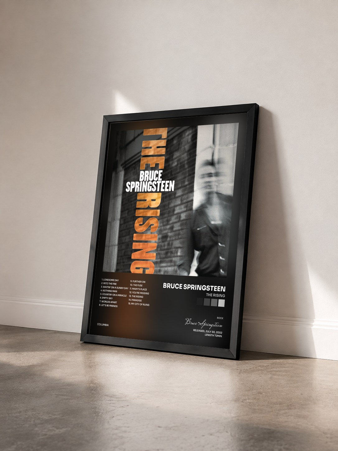 #noir Tableau de l'album The Rising de Bruce Springsteen vu de trois quarts, cadre noir