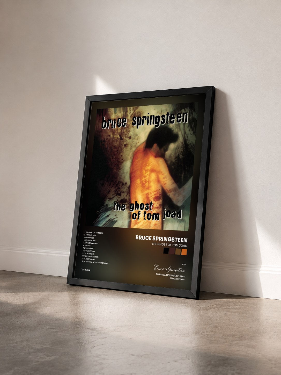 #noir Tableau de l'album The Ghost Of Tom Joad de Bruce Springsteen vu de trois quarts, cadre noir