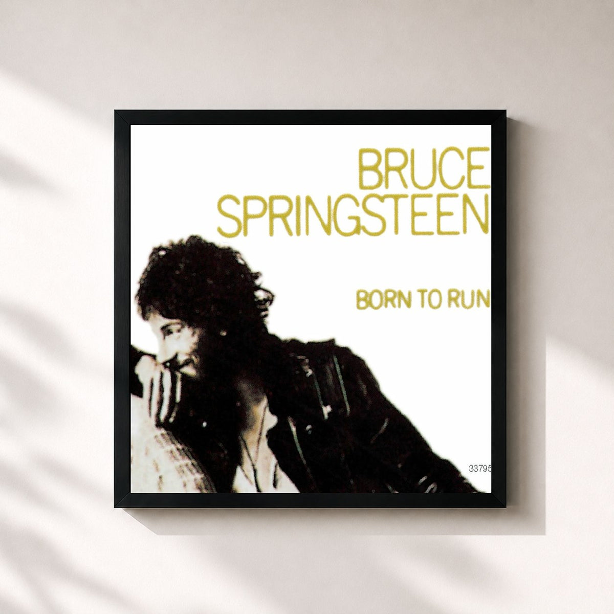 #noir Tableau carré de l'album BORN TO RUN de Bruce Springsteen, cadre noir 32x32 cm