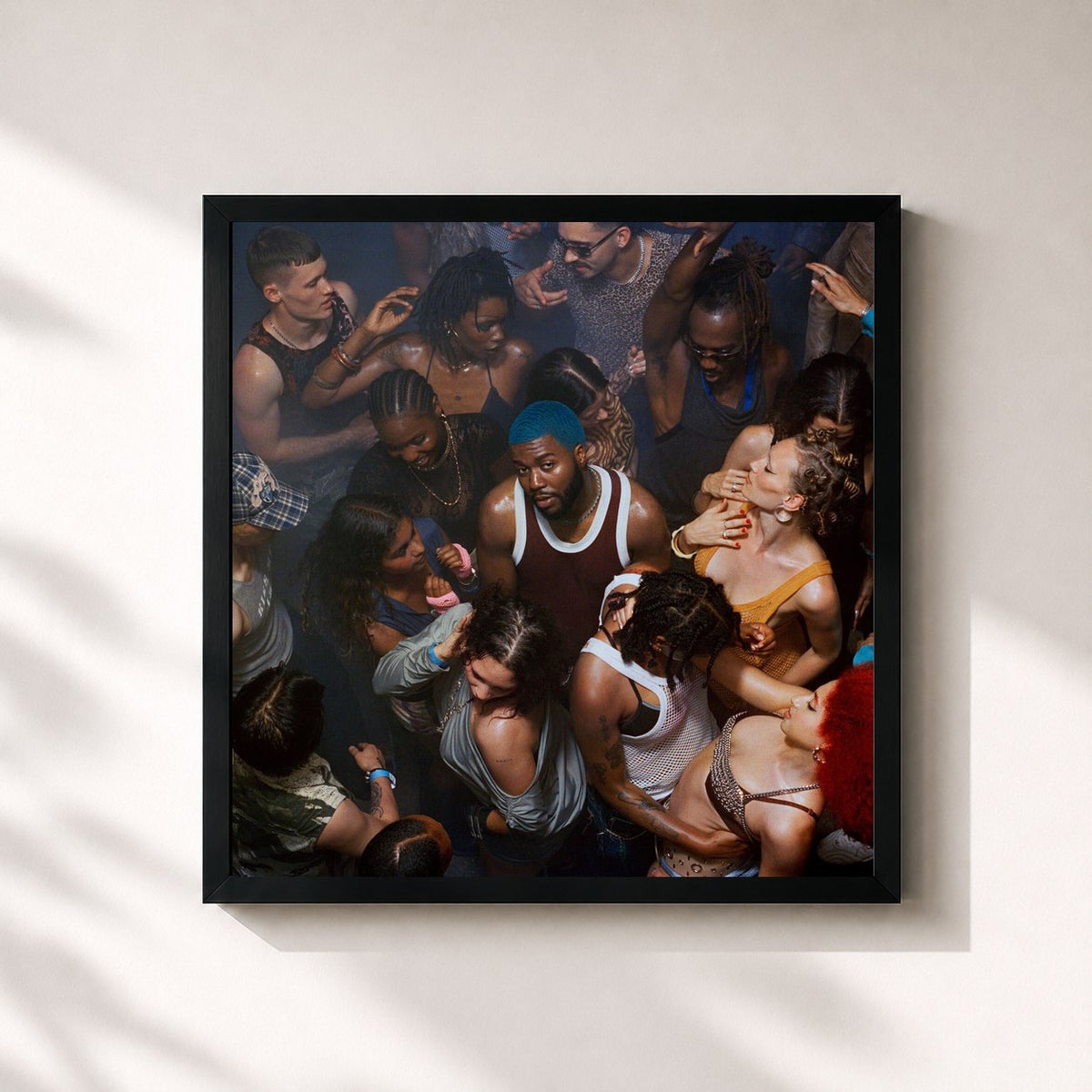 #noir Tableau carré de l'album after the sun goes down de Khalid, cadre noir 32x32 cm