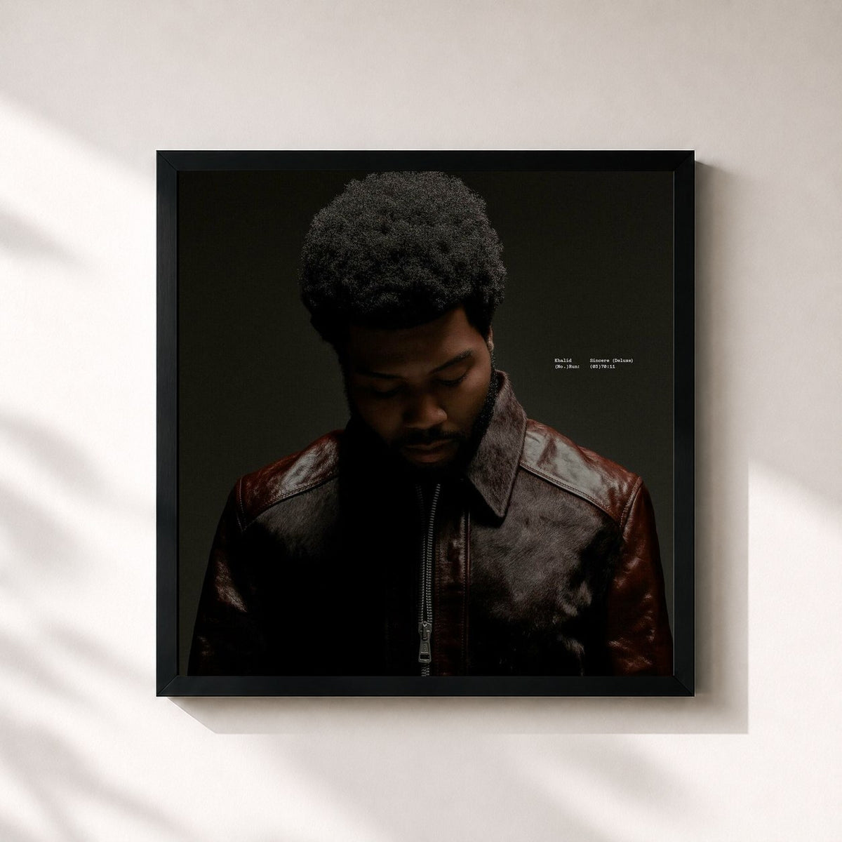 #noir Tableau carré de l'album Sincere (Deluxe) de Khalid, cadre noir 32x32 cm