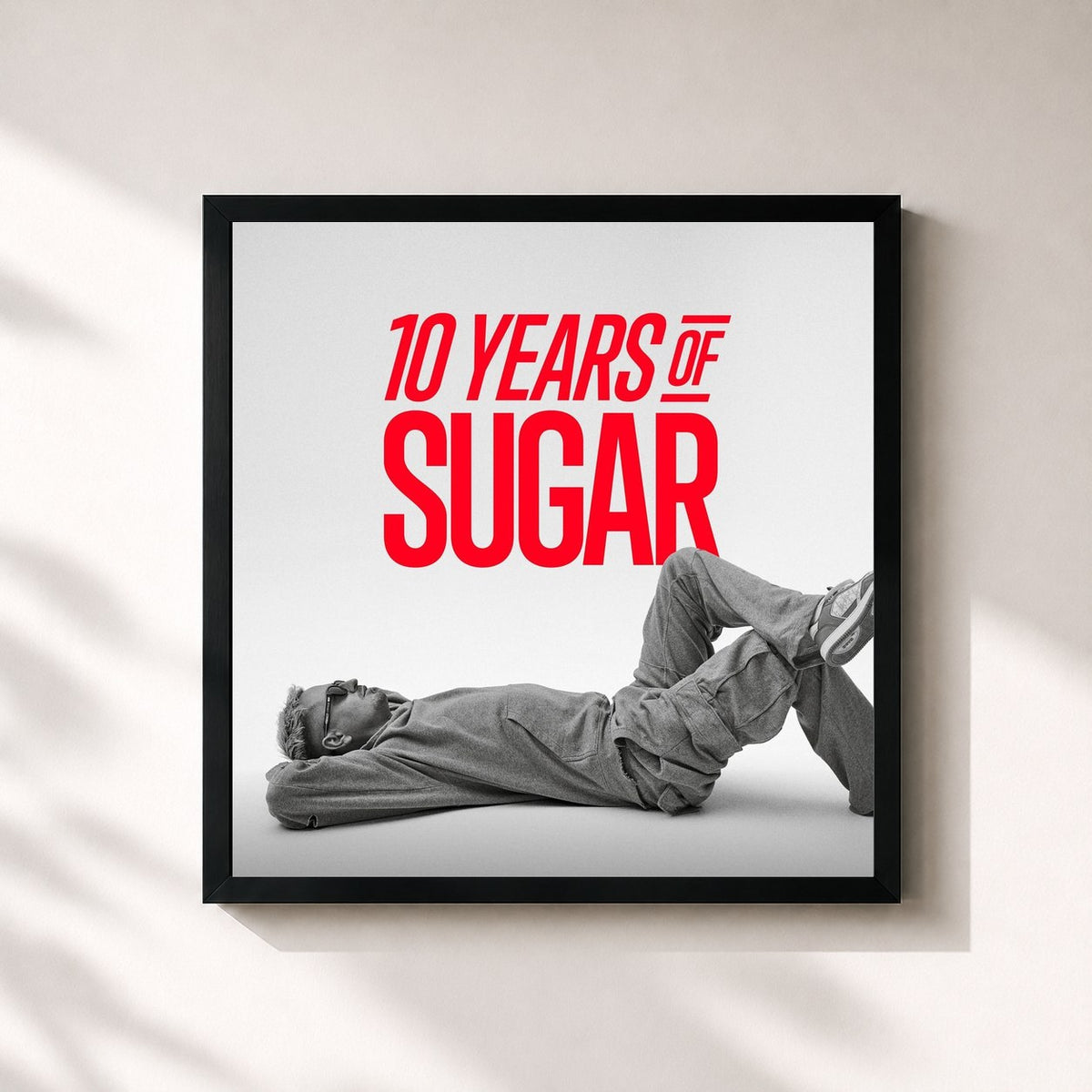 #noir Tableau carré de l'album 10 Years of Sugar de Robin Schulz, cadre noir 32x32 cm