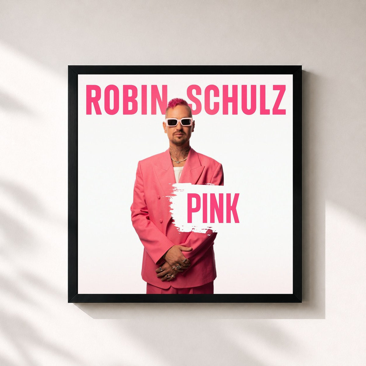 #noir Tableau carré de l'album Pink de Robin Schulz, cadre noir 32x32 cm
