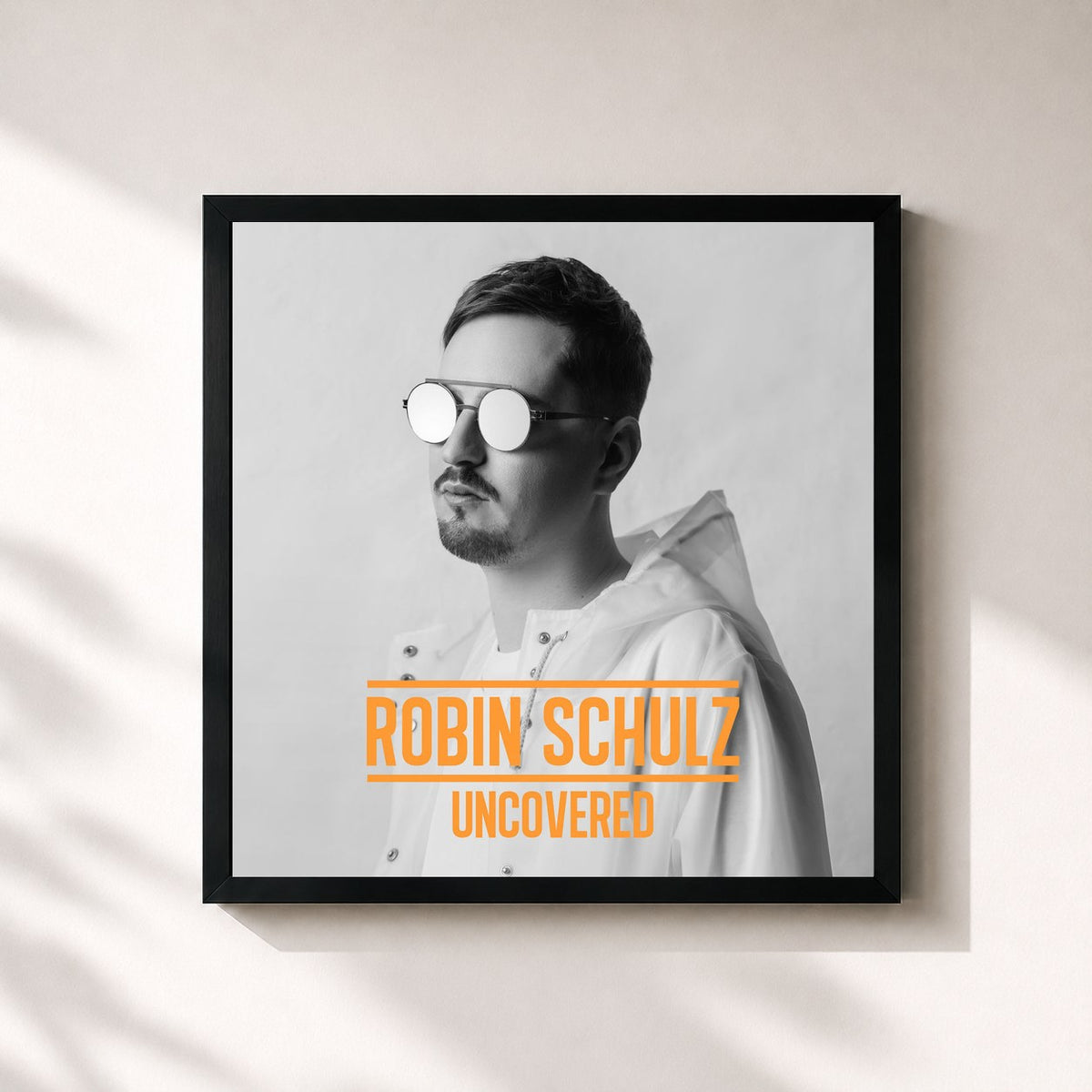 #noir Tableau carré de l'album Uncovered de Robin Schulz, cadre noir 32x32 cm