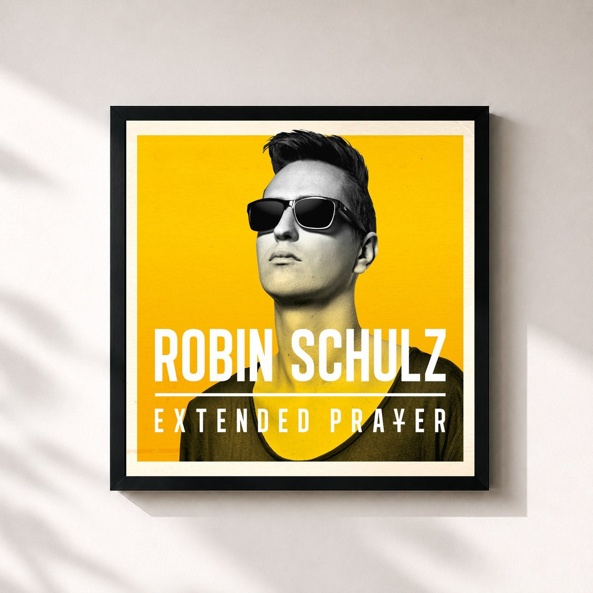 #noir Tableau carré de l'album Extended Prayer de Robin Schulz, cadre noir 32x32 cm