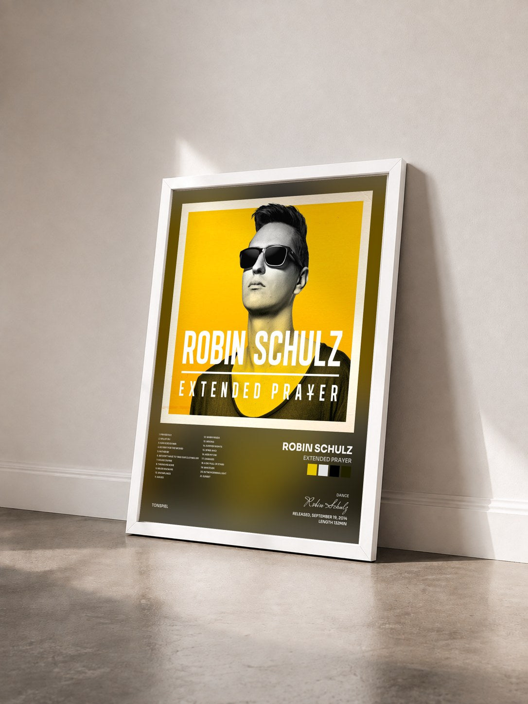 #blanc Tableau de l'album Extended Prayer de Robin Schulz vu de trois quarts, cadre blanc