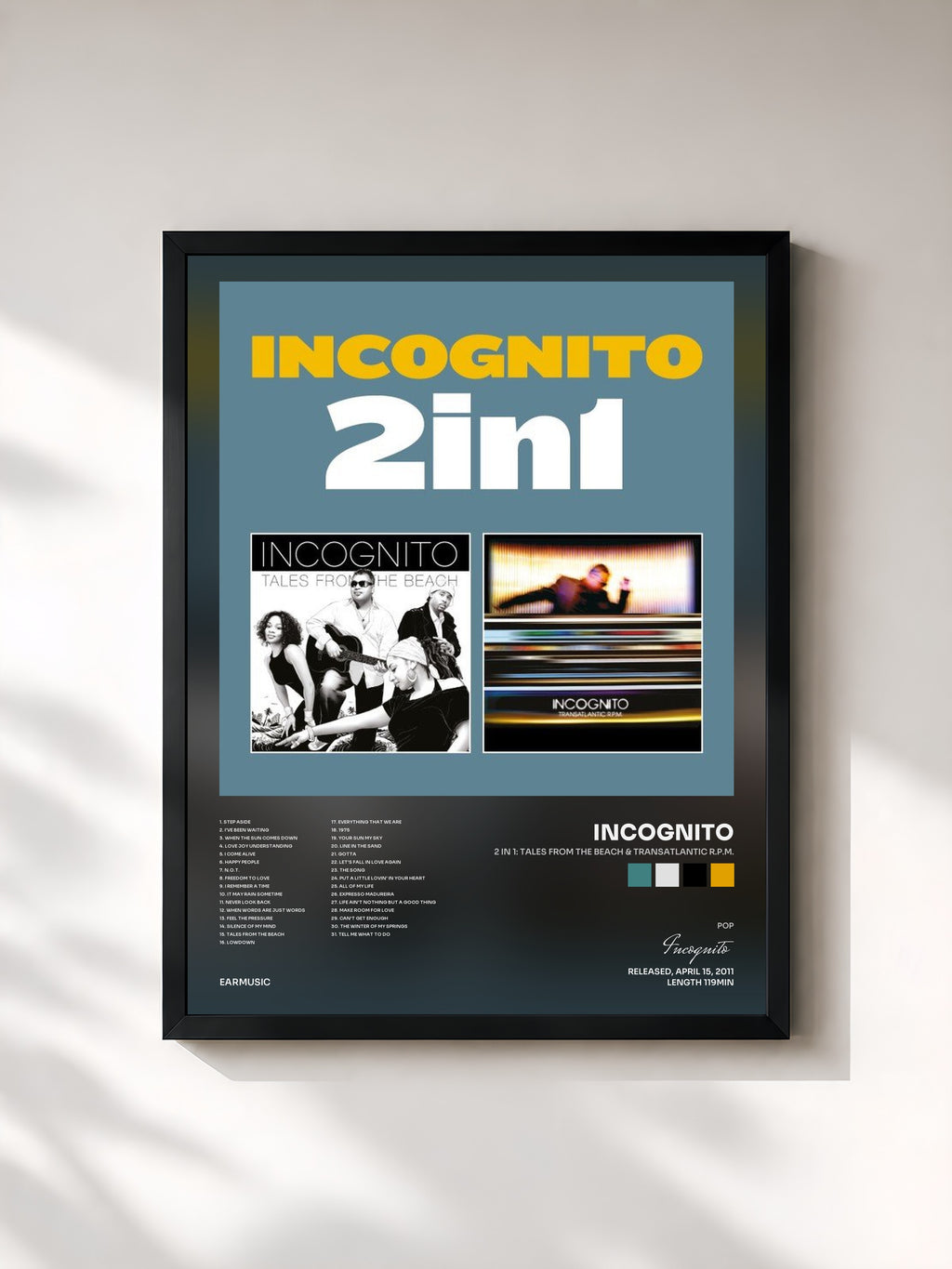 #noir 2 in 1: Tales from the Beach & Transatlantic R.P.M. di Incognito in stampa incorniciata, cornice nera, stampata e incorniciata in Francia