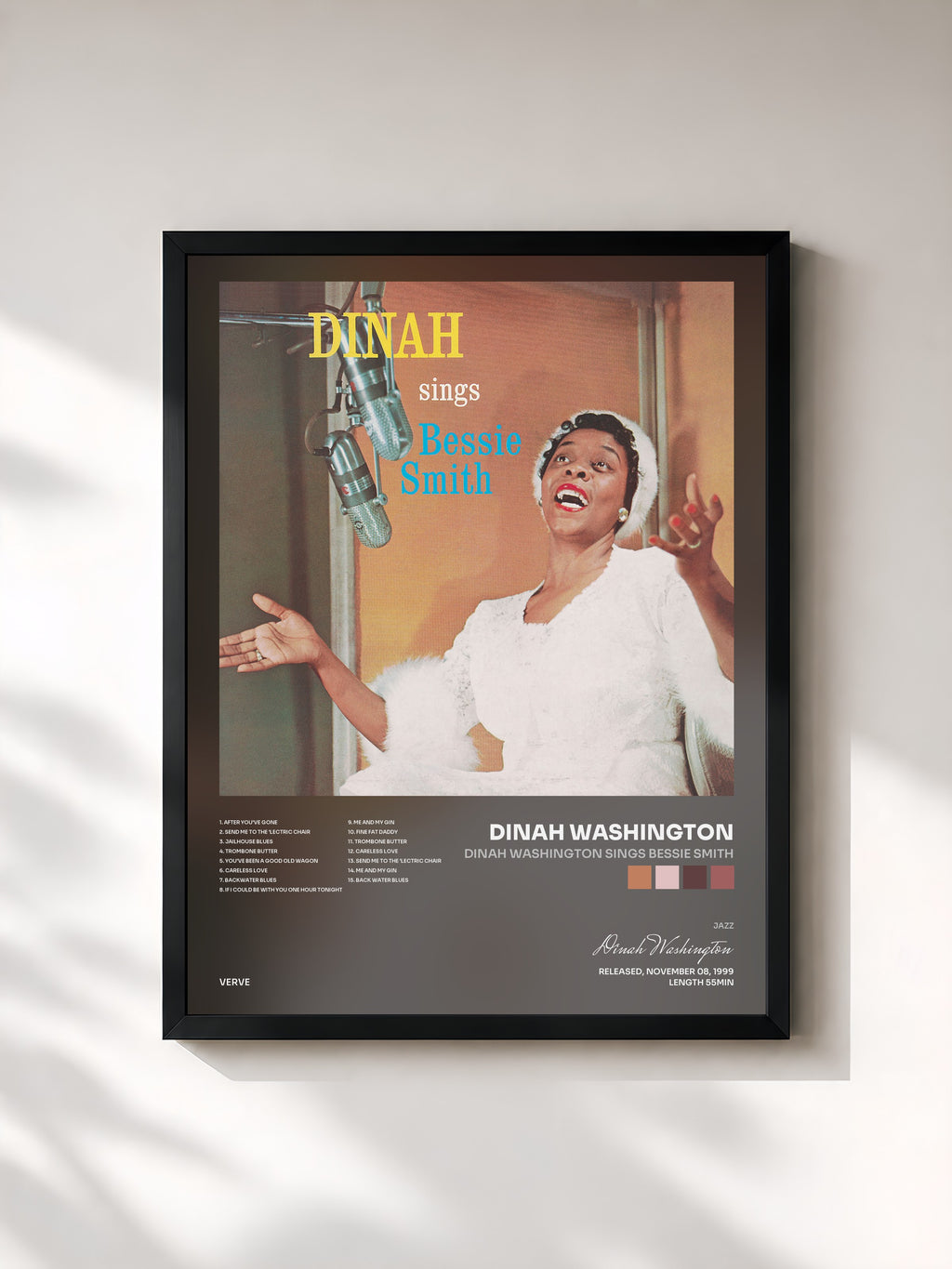 #noir Tableau de l'album Dinah Washington Sings Bessie Smith de Dinah Washington, cadre noir, imprimé et encadré en France