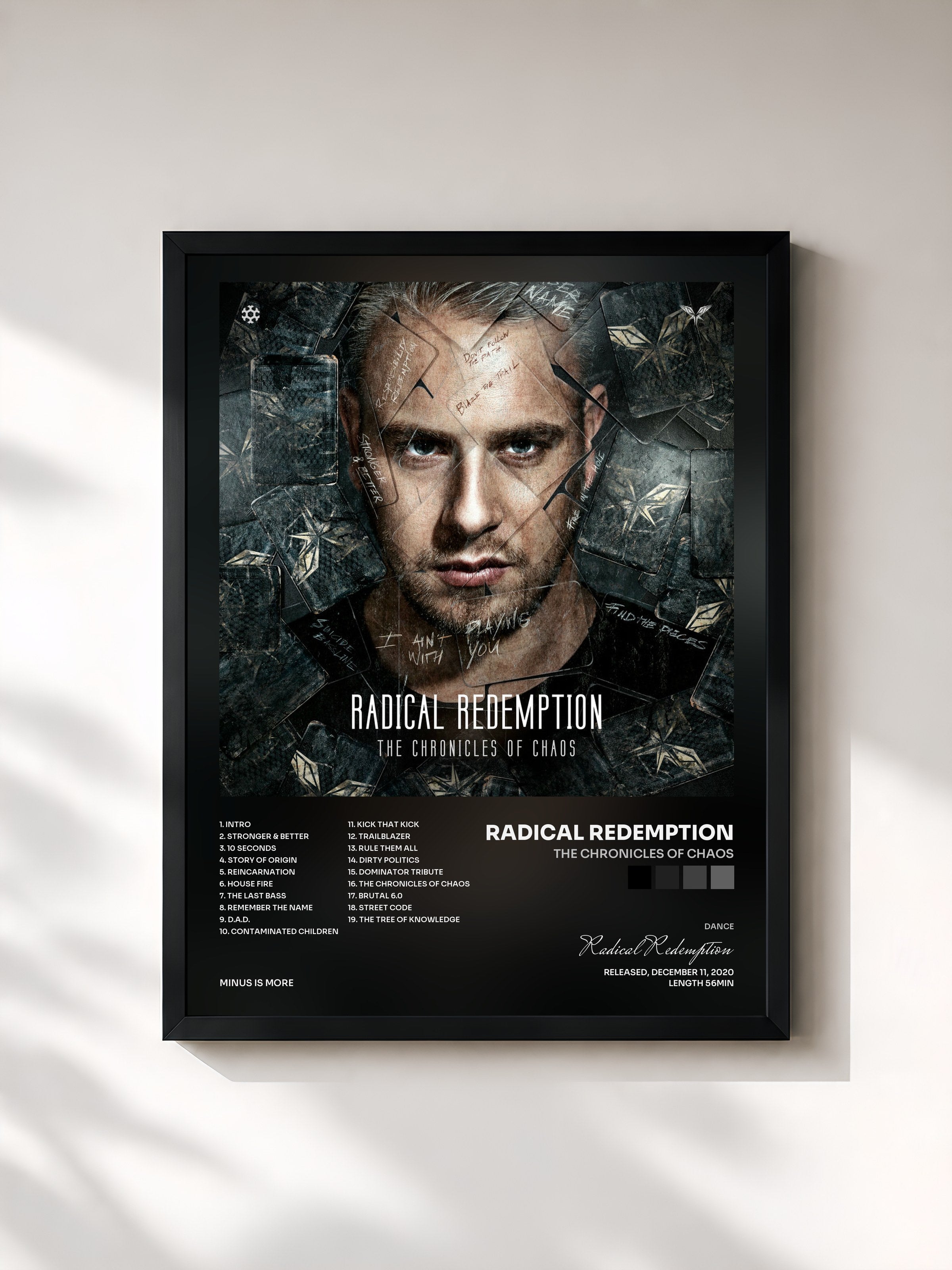 #noir Tableau de l'album The Chronicles Of Chaos de Radical Redemption, cadre noir, imprimé et encadré en France
