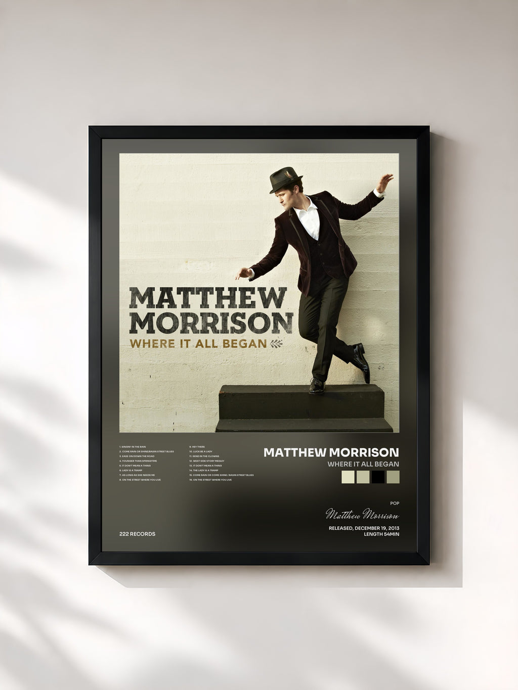 #noir Tableau de l'album Where It All Began de Matthew Morrison, cadre noir, imprimé et encadré en France