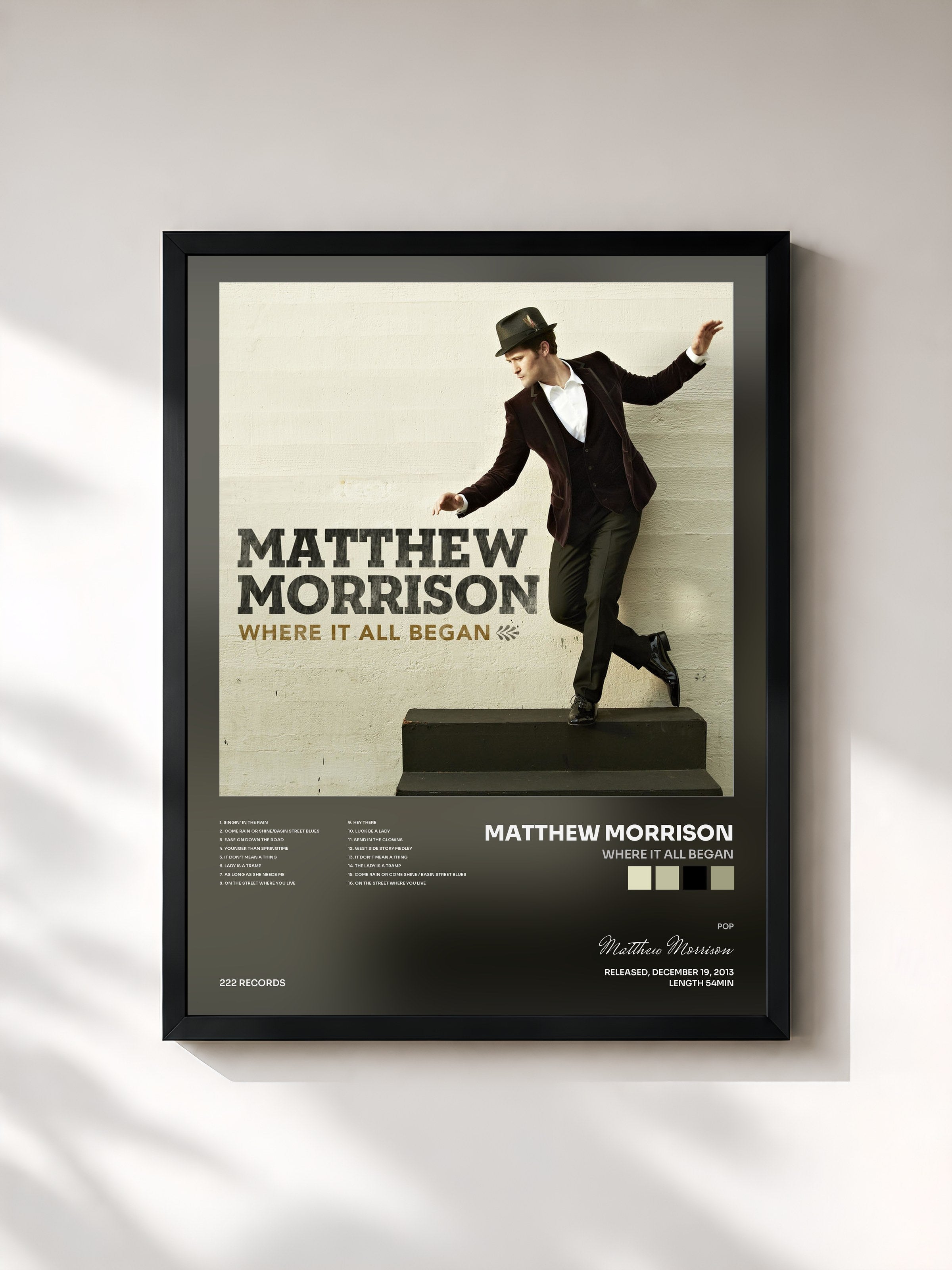 #noir Tableau de l'album Where It All Began de Matthew Morrison, cadre noir, imprimé et encadré en France