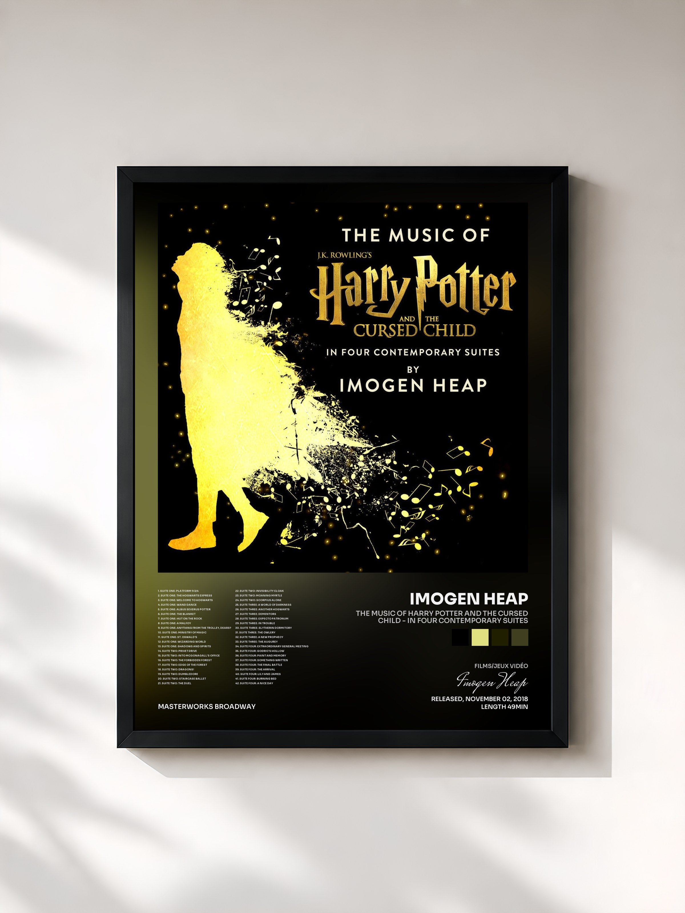 #noir Tableau de l'album The Music of Harry Potter and the Cursed Child - In Four Contemporary Suites de Imogen Heap, cadre noir, imprimé et encadré en France