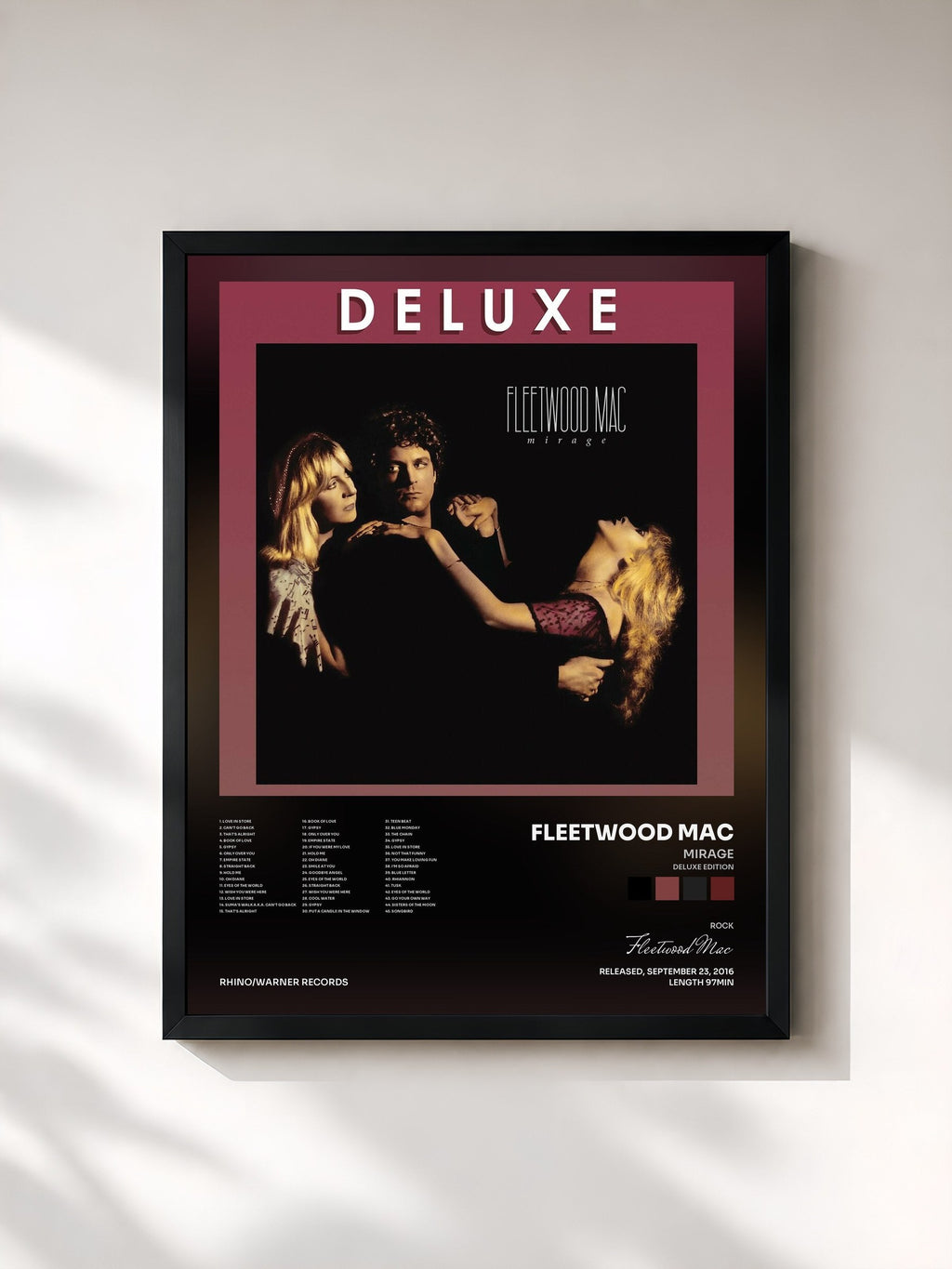 #noir Mirage (Deluxe Edition) by Fleetwood Mac as a framed art print, black frame, printed and framed in France