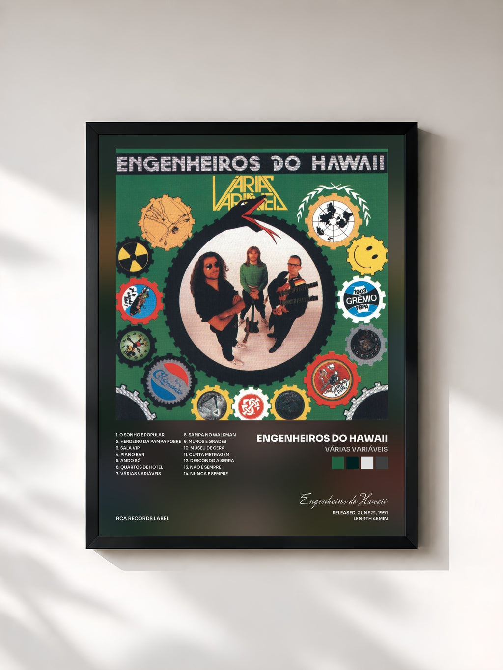 #noir Tableau de l'album Várias Variáveis de Engenheiros do Hawaii, cadre noir, imprimé et encadré en France