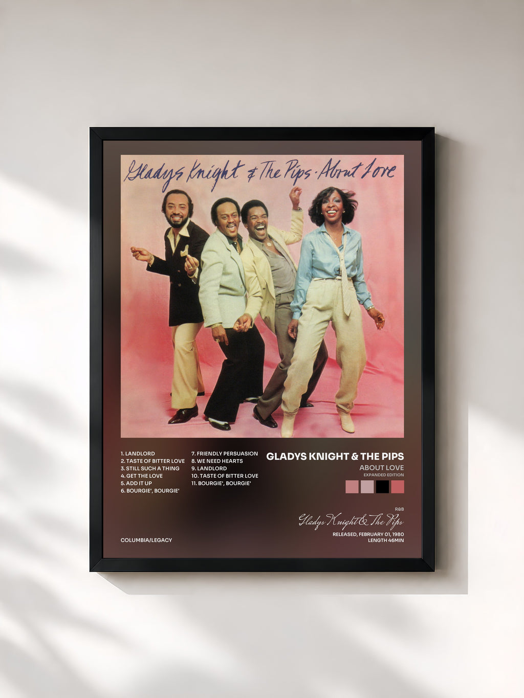#noir Tableau de l'album About Love (Expanded Edition) de Gladys Knight & The Pips, cadre noir, imprimé et encadré en France