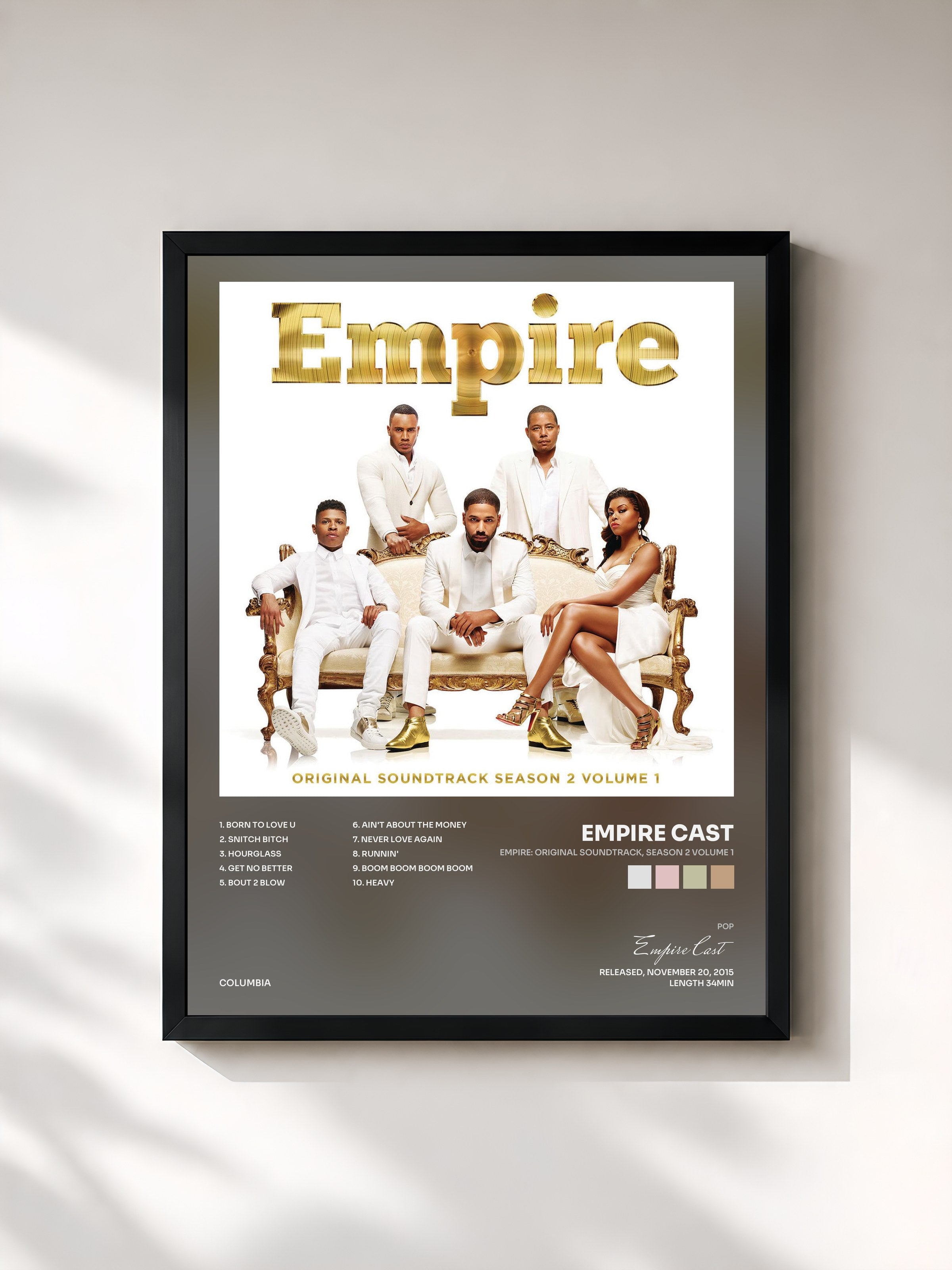 #noir Tableau de l'album Empire: Original Soundtrack, Season 2 Volume 1 de Empire Cast, cadre noir, imprimé et encadré en France