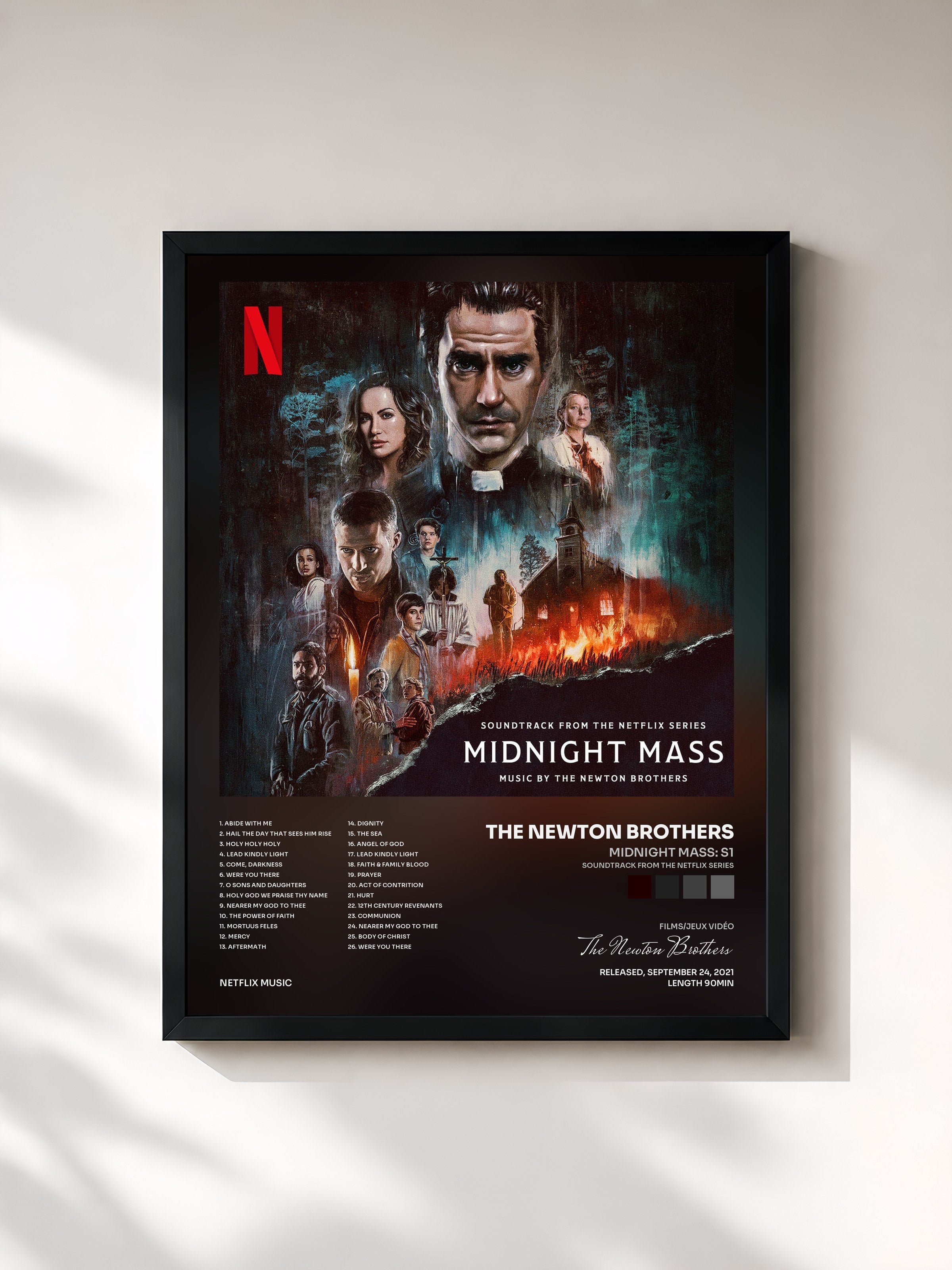 #noir Tableau de l'album Midnight Mass: S1 (Soundtrack from the Netflix Series) de The Newton Brothers, cadre noir, imprimé et encadré en France