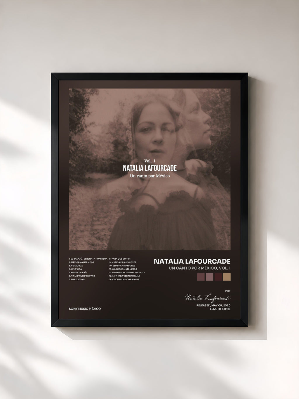 #noir Tableau de l'album Un Canto por México, Vol. 1 de Natalia Lafourcade, cadre noir, imprimé et encadré en France