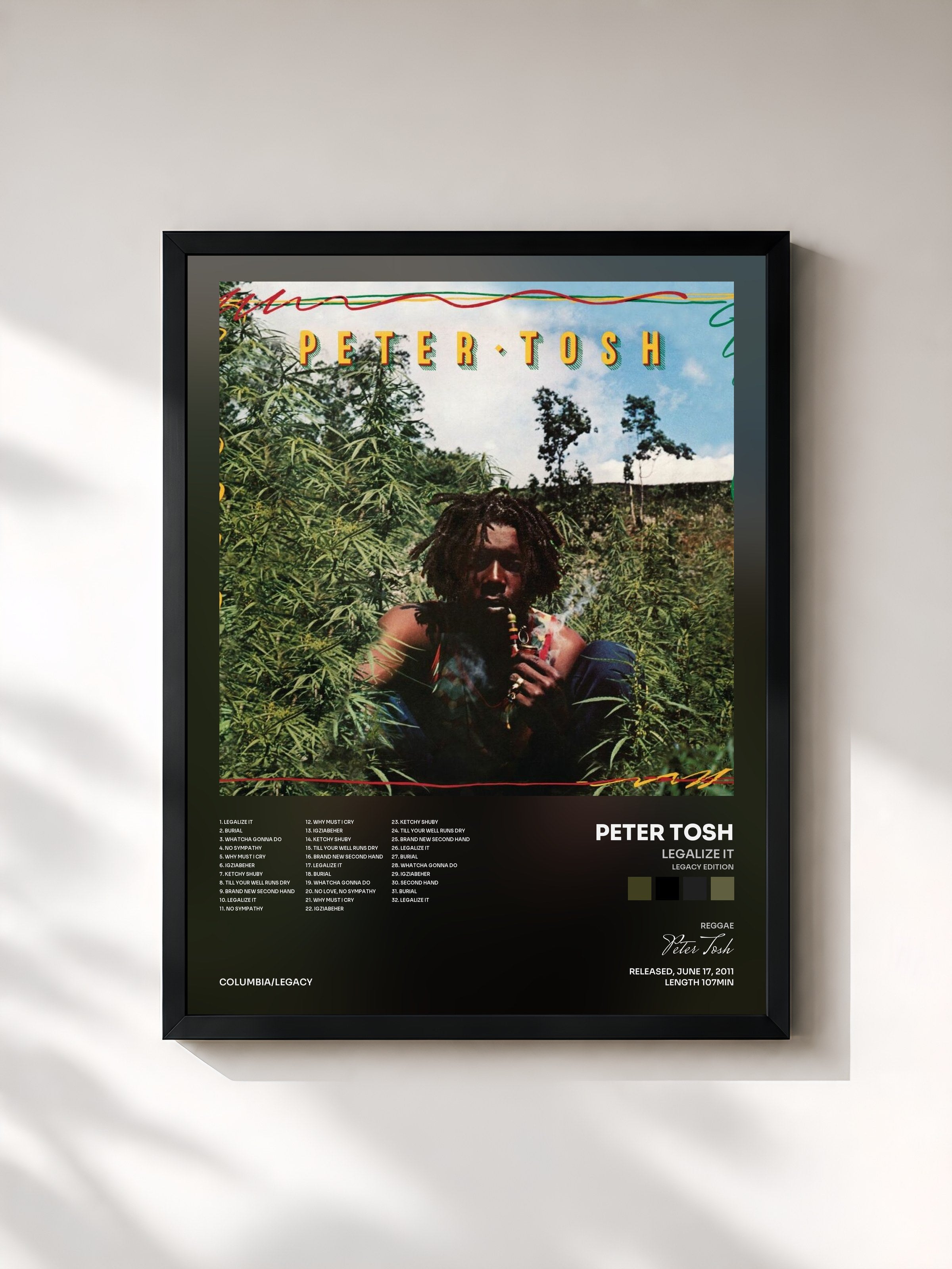 #noir Tableau de l'album Legalize It (Legacy Edition) de Peter Tosh, cadre noir, imprimé et encadré en France