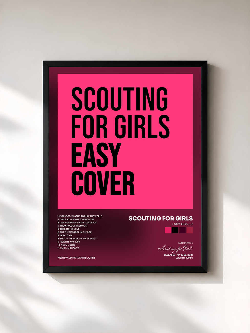 #noir Tableau de l'album Easy Cover de Scouting for Girls, cadre noir, imprimé et encadré en France