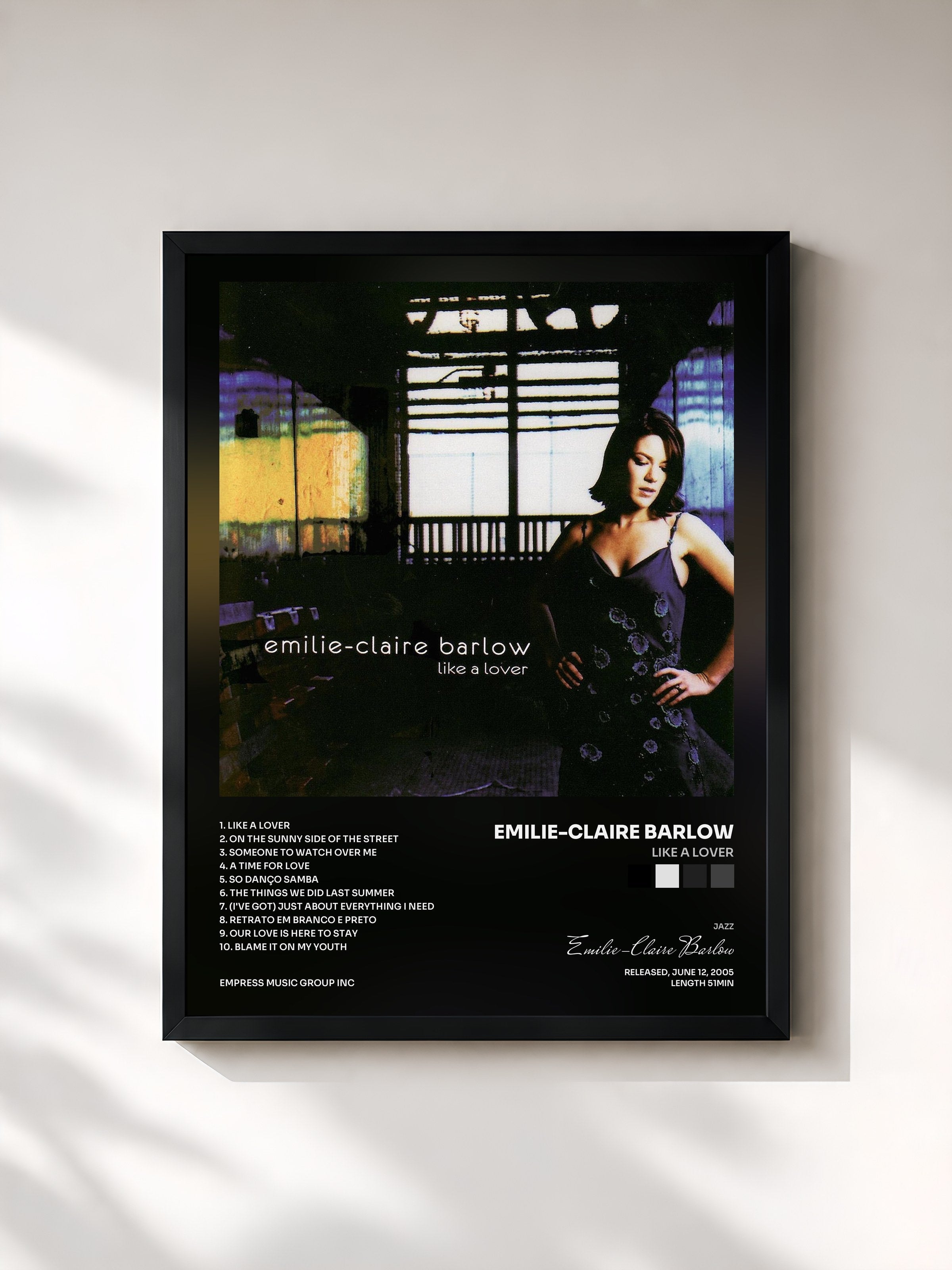 #noir Tableau de l'album Like a Lover de Emilie-Claire Barlow, cadre noir, imprimé et encadré en France