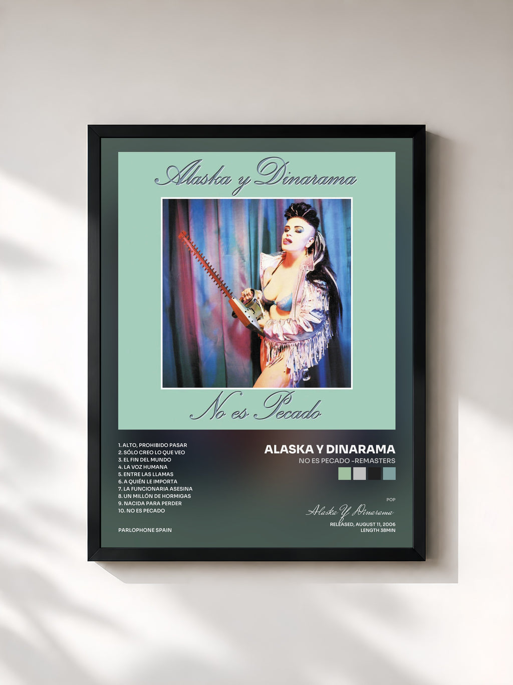 #noir Tableau de l'album No Es Pecado -Remasters de Alaska Y Dinarama, cadre noir, imprimé et encadré en France