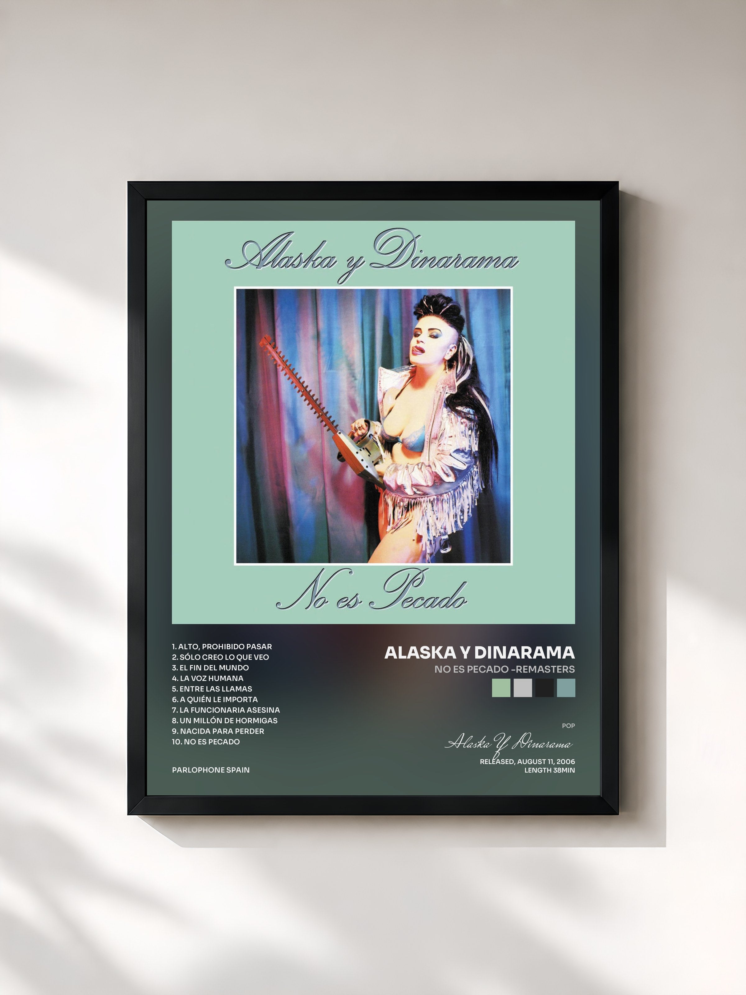 #noir Tableau de l'album No Es Pecado -Remasters de Alaska Y Dinarama, cadre noir, imprimé et encadré en France