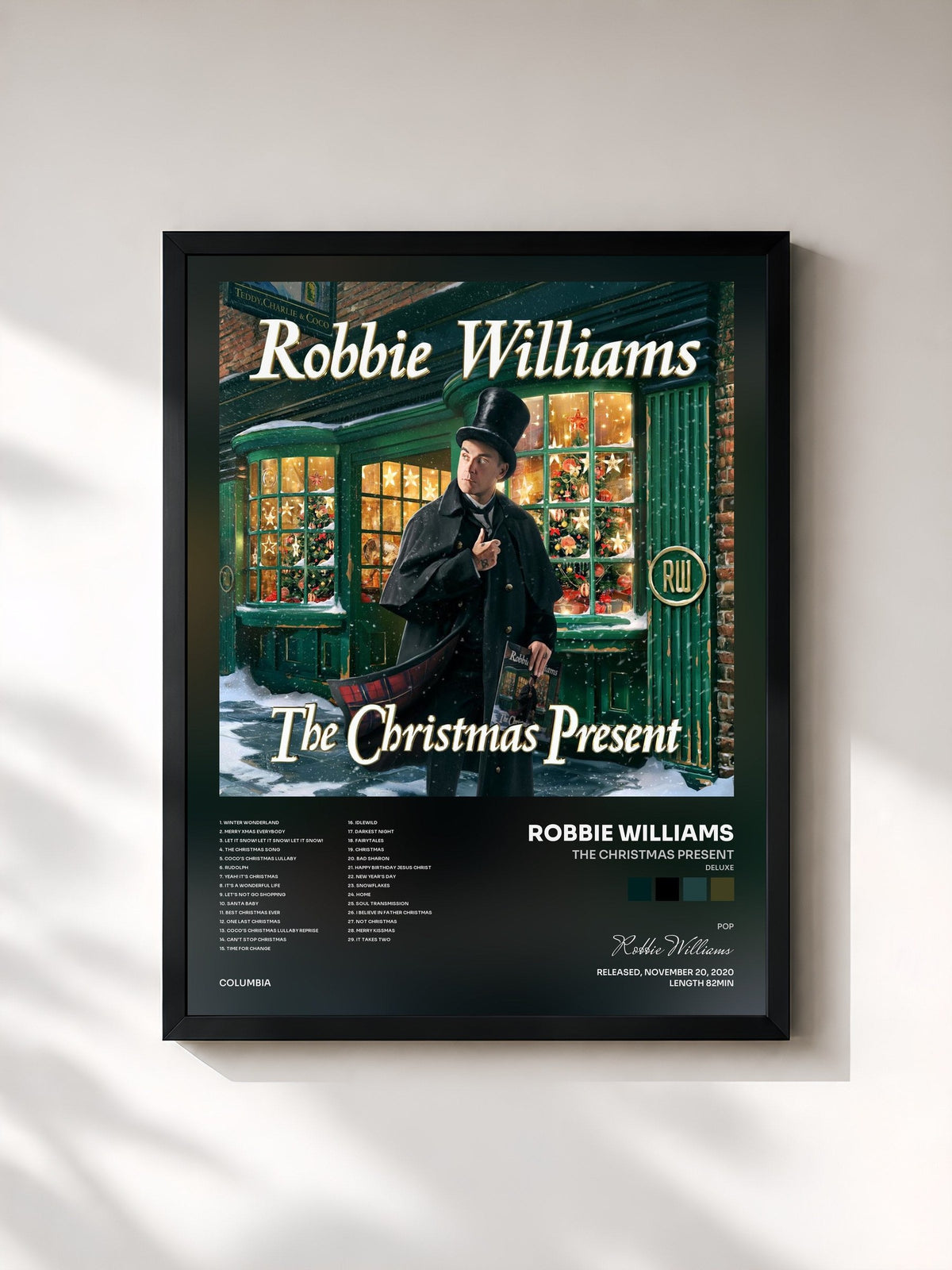 #noir Tableau de l'album The Christmas Present (Deluxe) de Robbie Williams, cadre noir, imprimé et encadré en France