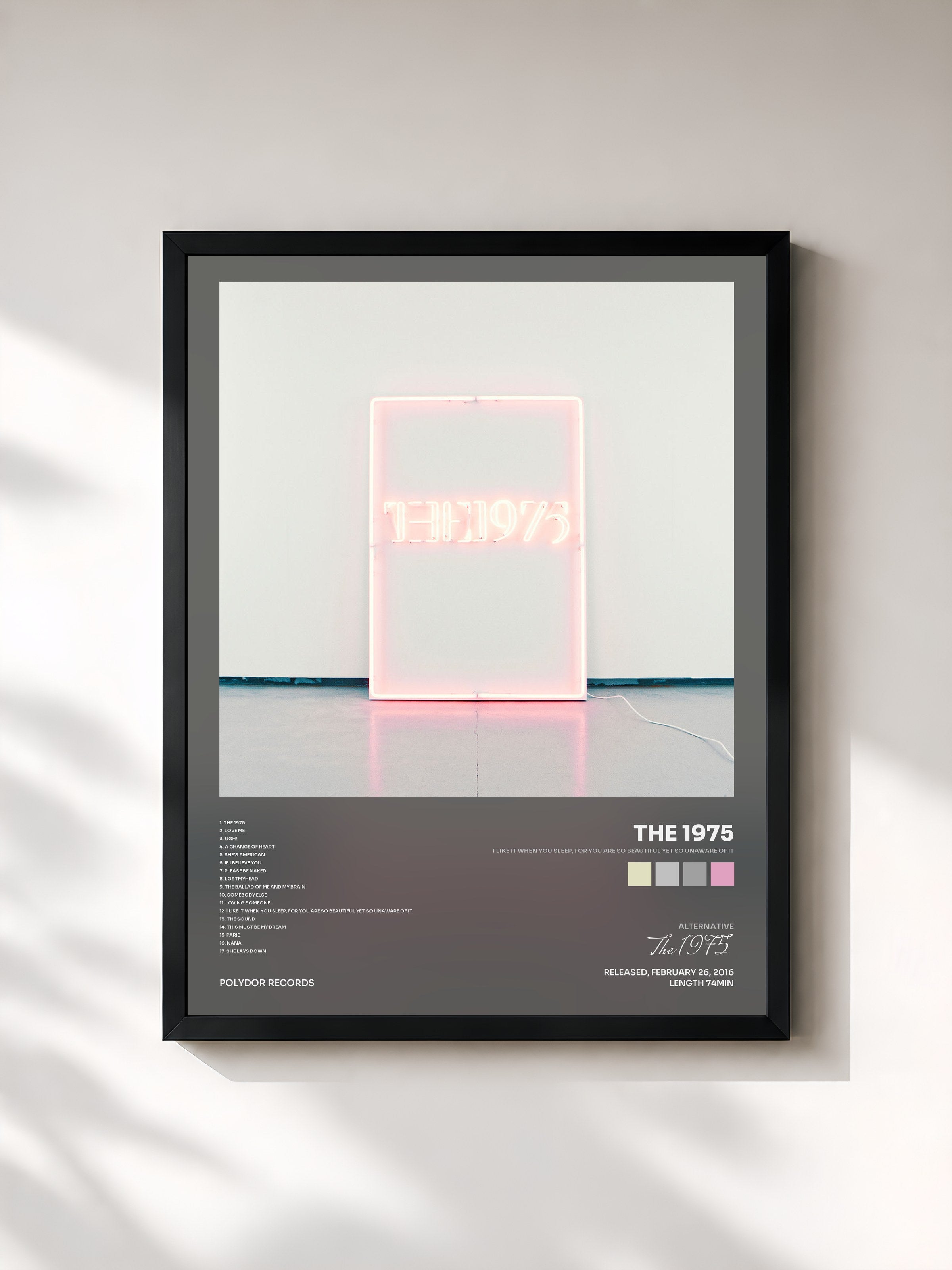 #noir Tableau de l'album I like it when you sleep, for you are so beautiful yet so unaware of it de The 1975, cadre noir, imprimé et encadré en France