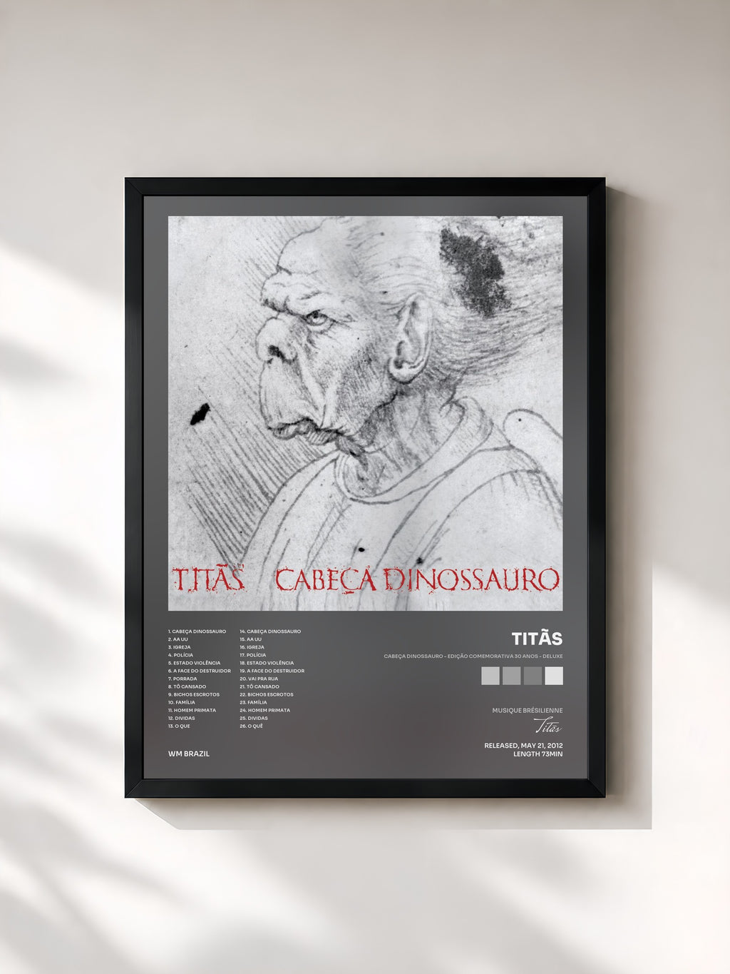 #noir Tableau de l'album Cabeça Dinossauro - Edição Comemorativa 30 anos - Deluxe de Titãs, cadre noir, imprimé et encadré en France