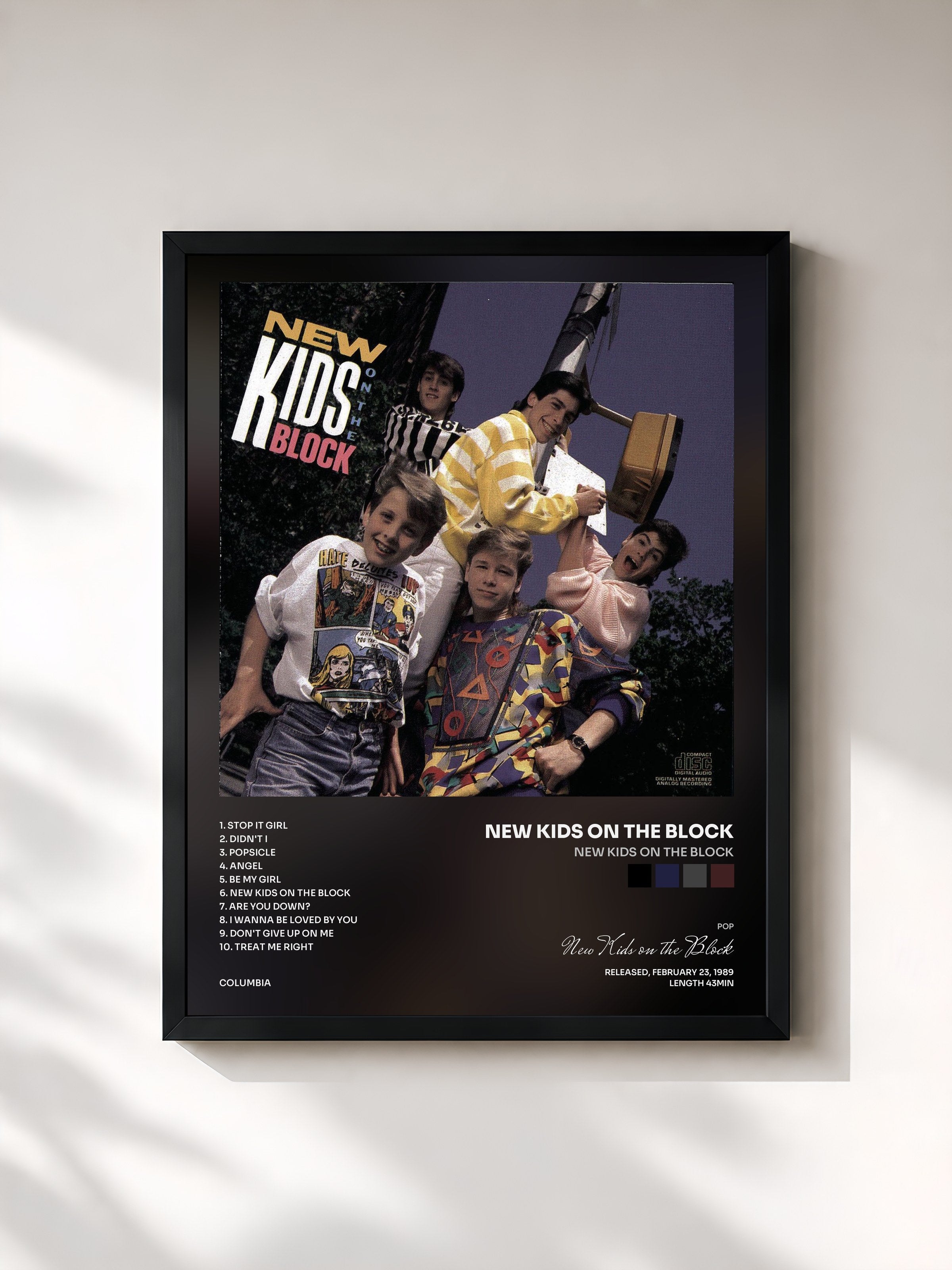 #noir Tableau de l'album New Kids On The Block de New Kids on the Block, cadre noir, imprimé et encadré en France