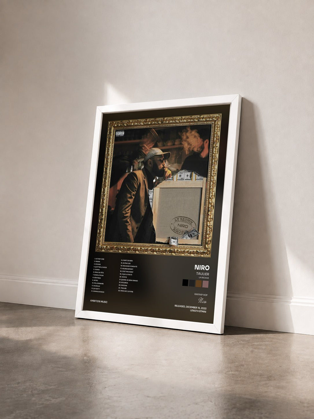 #blanc Tableau de l'album Taulier (La recave) de Niro vu de trois quarts, cadre blanc