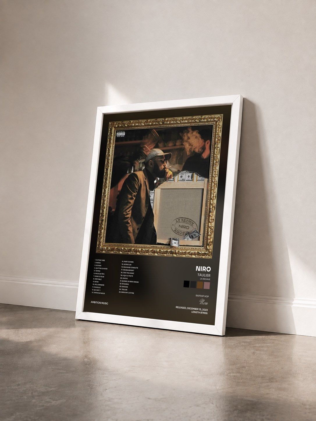 #blanc Tableau de l'album Taulier (La recave) de Niro vu de trois quarts, cadre blanc