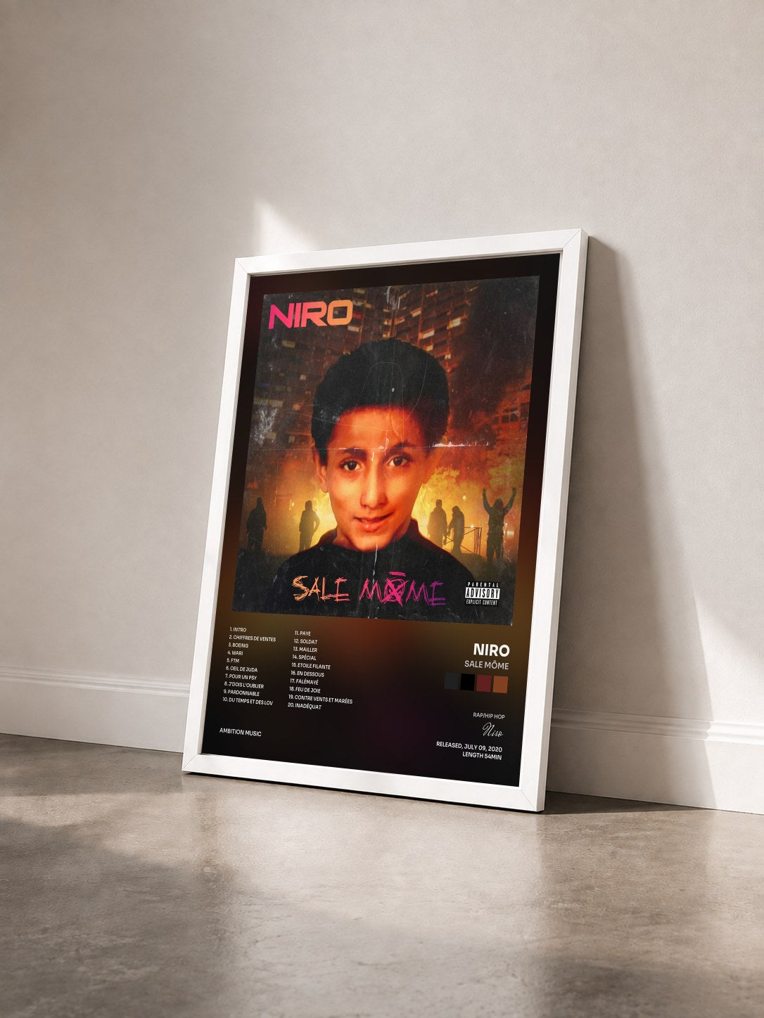 #blanc Tableau de l'album Sale môme de Niro vu de trois quarts, cadre blanc