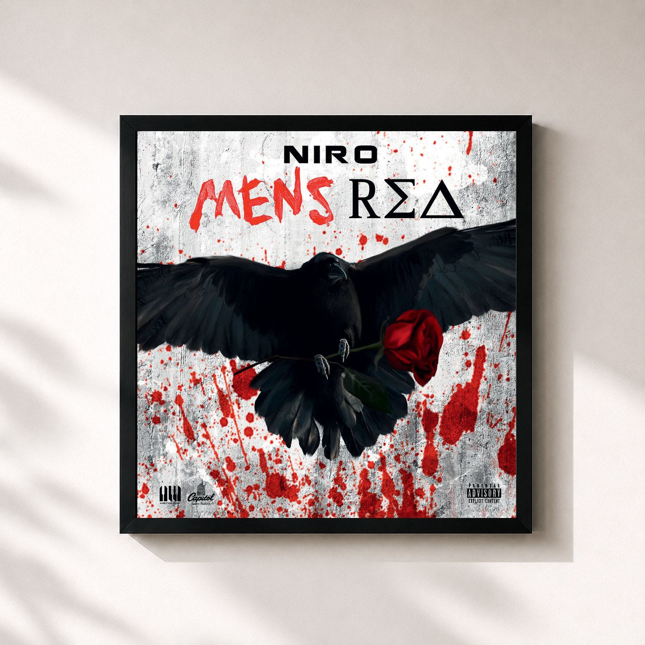 #noir Tableau carré de l'album Mens Rea de Niro, cadre noir 32x32 cm
