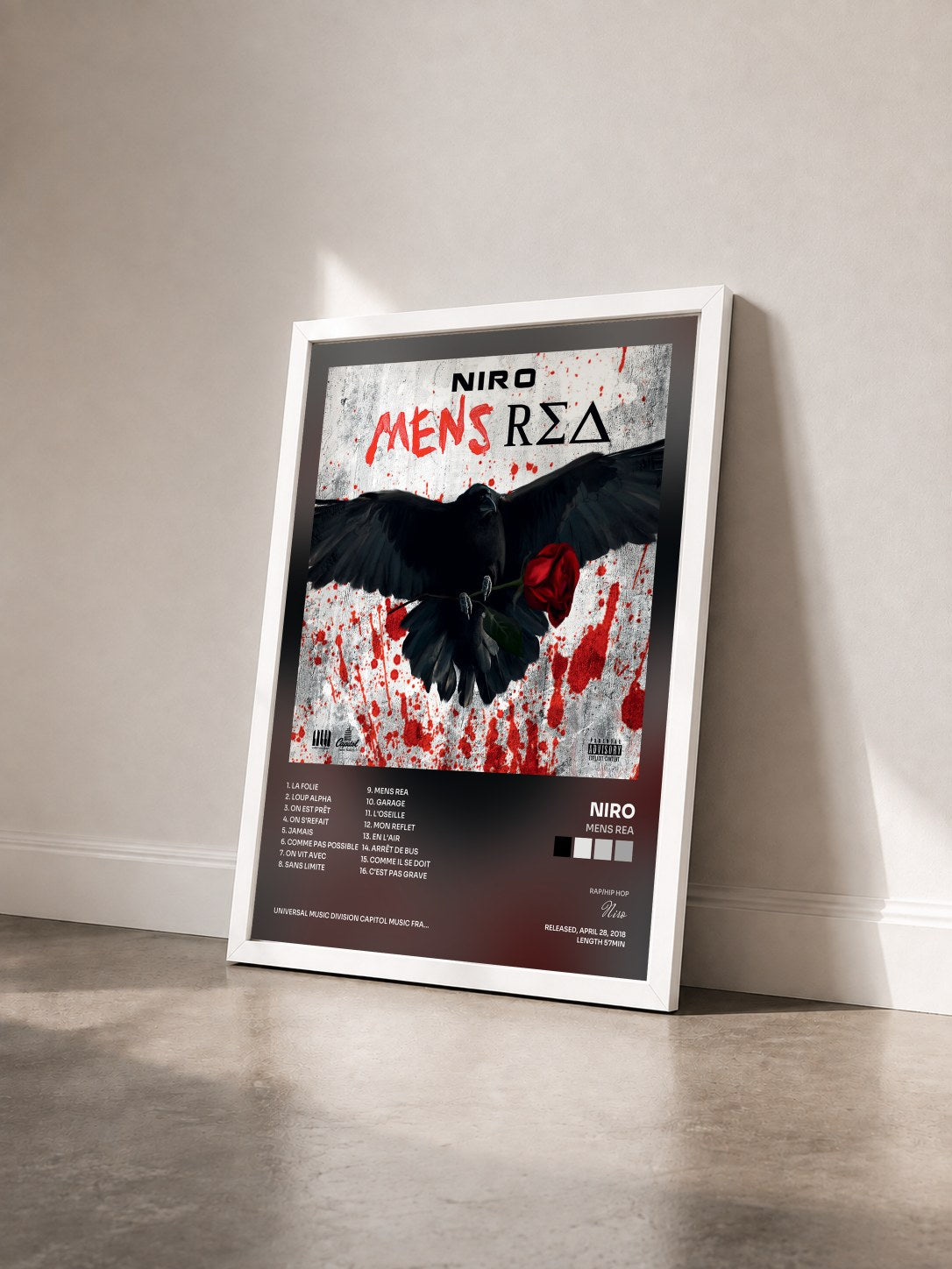 #blanc Tableau de l'album Mens Rea de Niro vu de trois quarts, cadre blanc