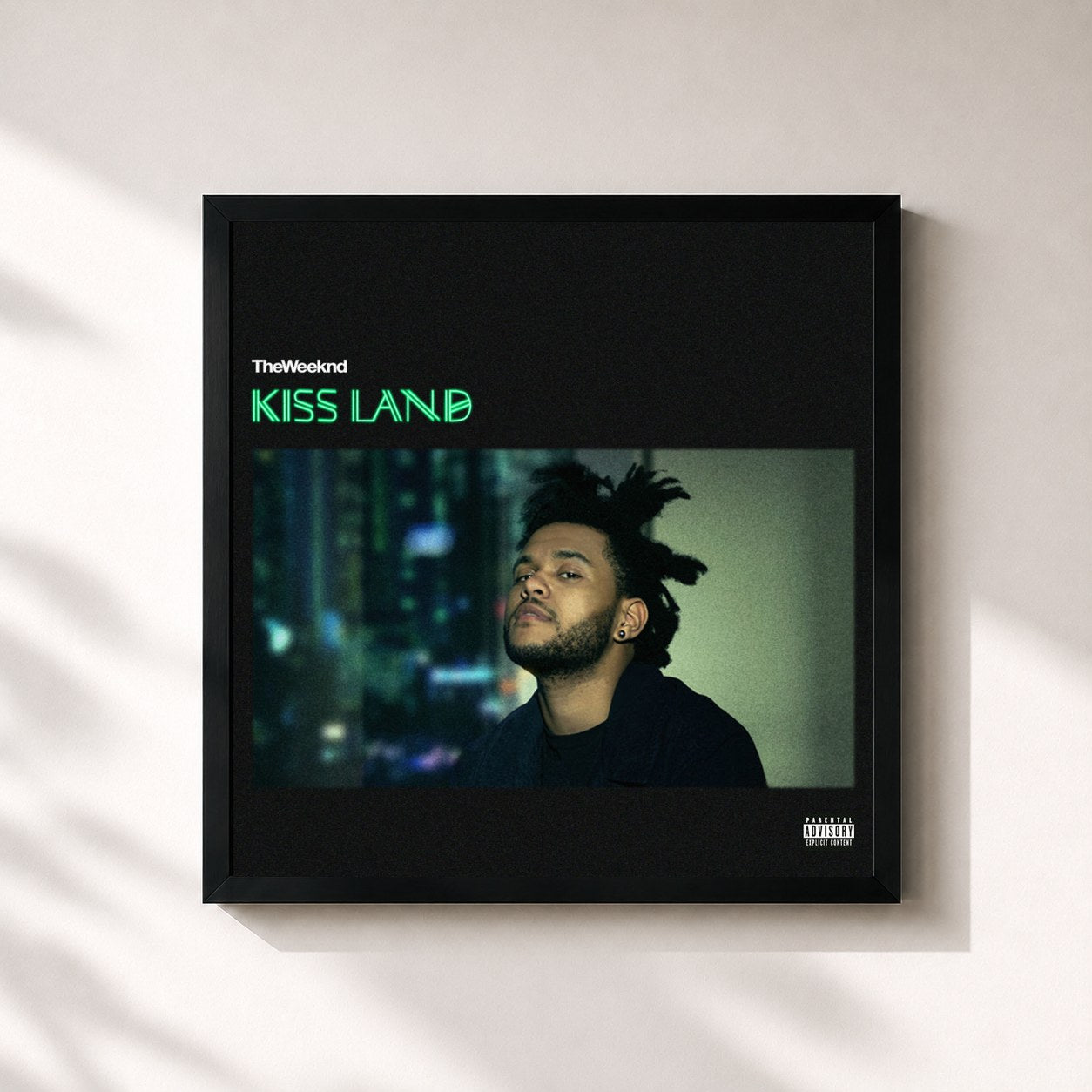#noir Tableau carré de l'album Kiss Land de The Weeknd, cadre noir 32x32 cm