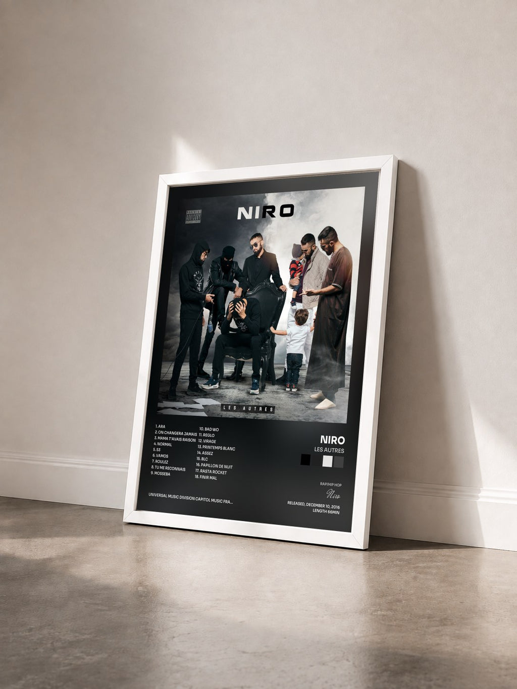 #blanc Tableau de l'album Les autres de Niro vu de trois quarts, cadre blanc