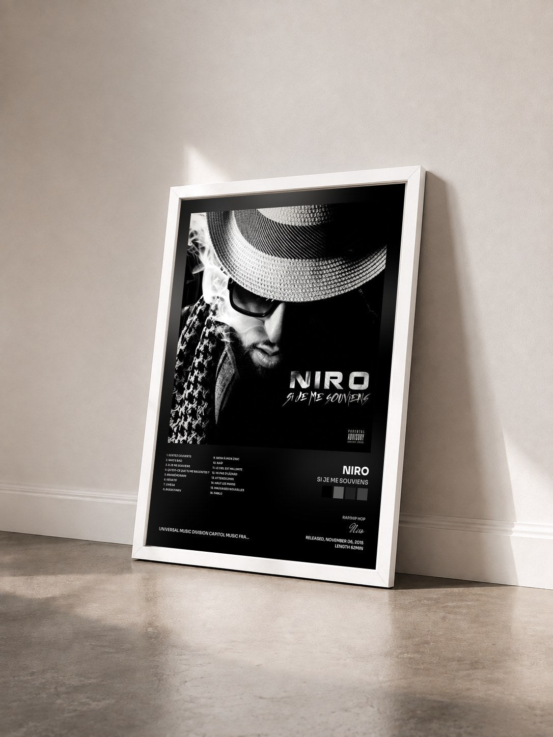 #blanc Tableau de l'album Si je me souviens de Niro vu de trois quarts, cadre blanc