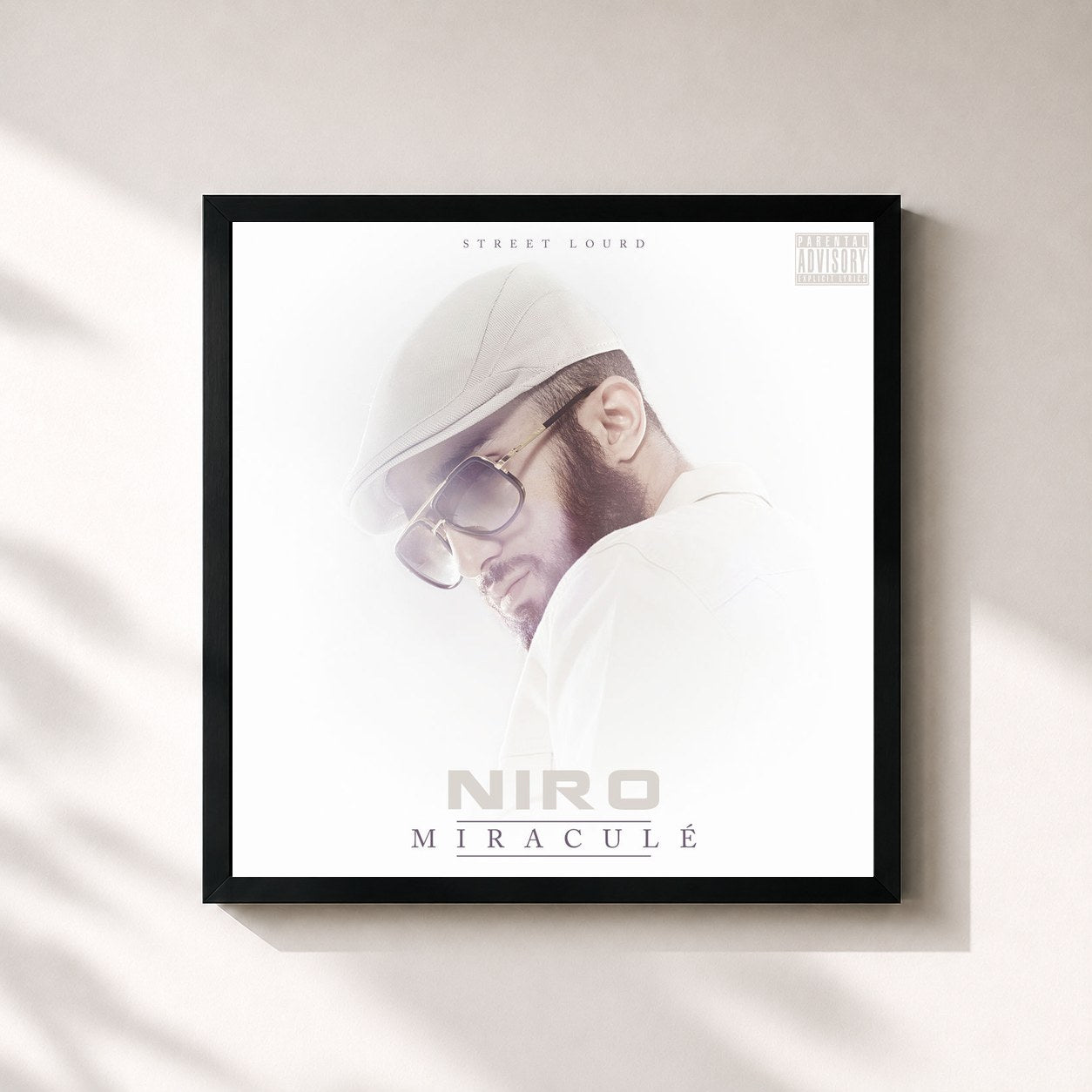 #noir Miraculé by Niro as a square framed art print, black 32x32 cm frame