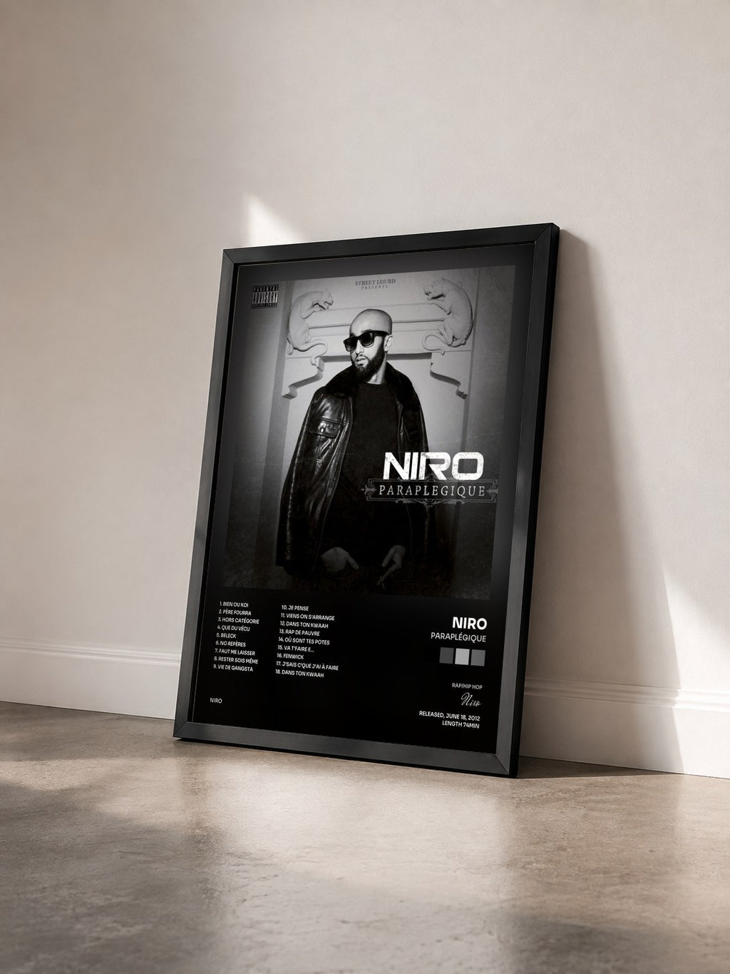 #noir Tableau de l'album Paraplégique de Niro vu de trois quarts, cadre noir