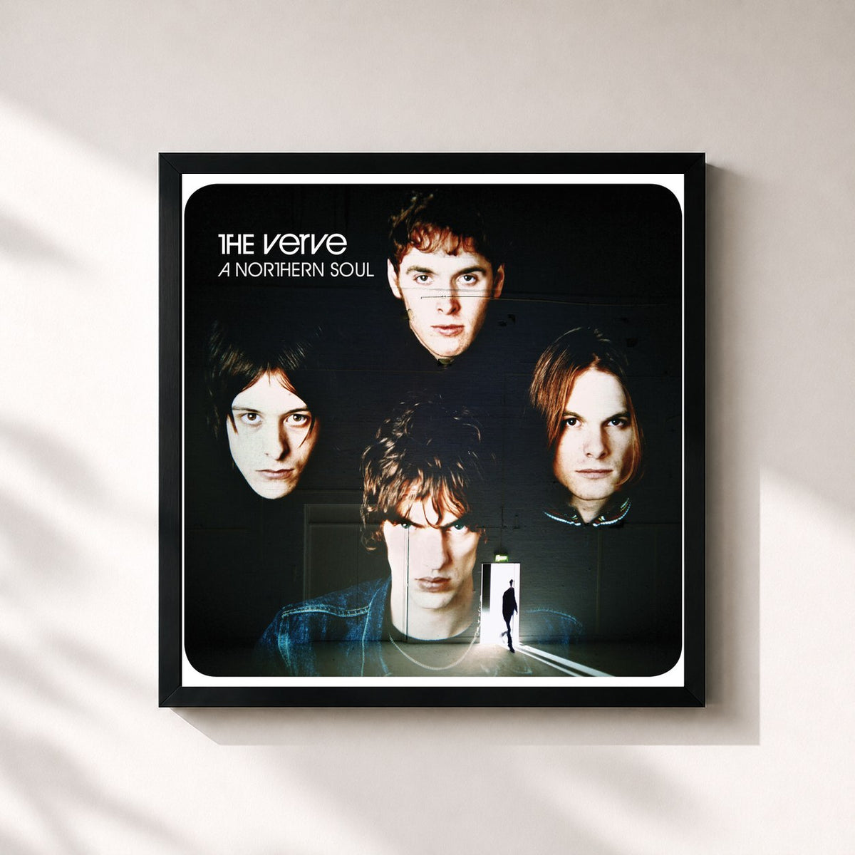 #noir A Northern Soul di The Verve in stampa quadrata incorniciata, cornice nera 32x32 cm