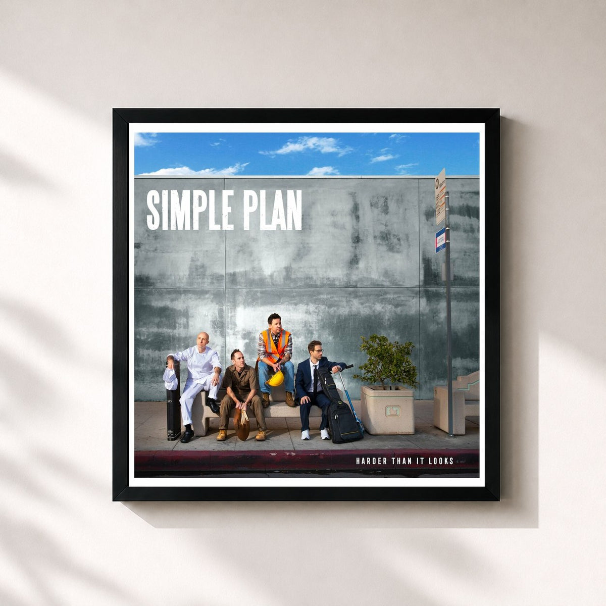 #noir Tableau carré de l'album Harder Than It Looks de Simple Plan, cadre noir 32x32 cm