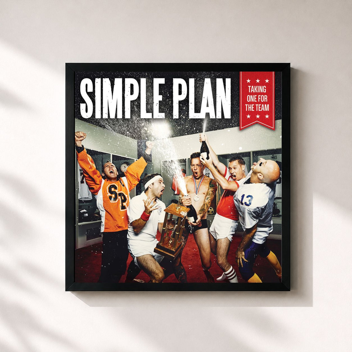 #noir Tableau carré de l'album Taking One for the Team de Simple Plan, cadre noir 32x32 cm