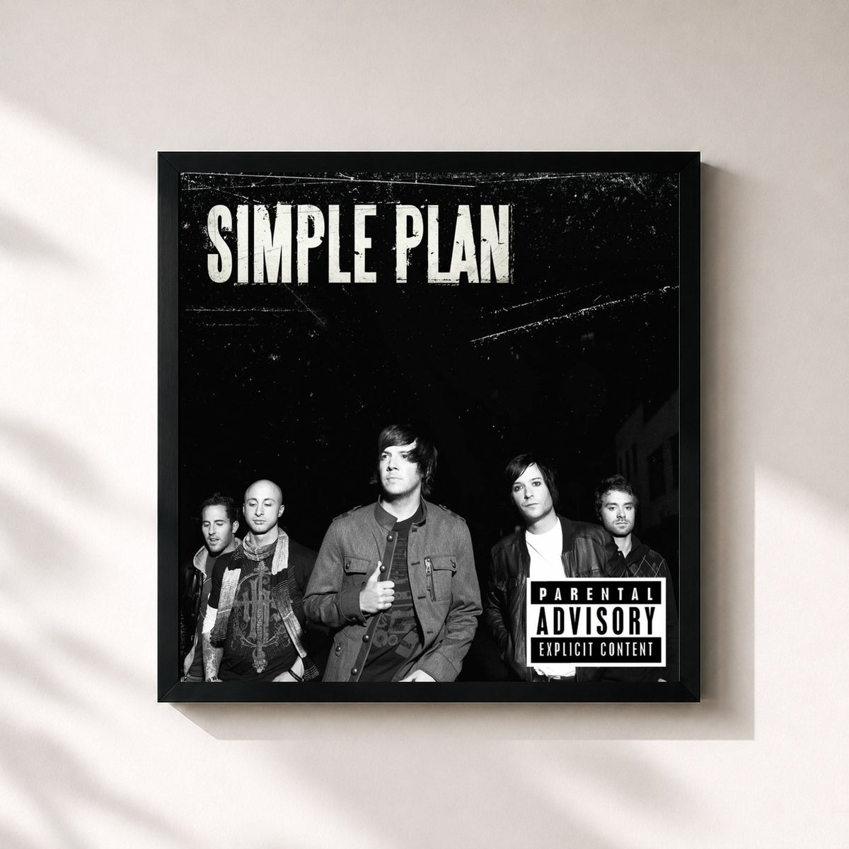 #noir Tableau carré de l'album Simple Plan de Simple Plan, cadre noir 32x32 cm