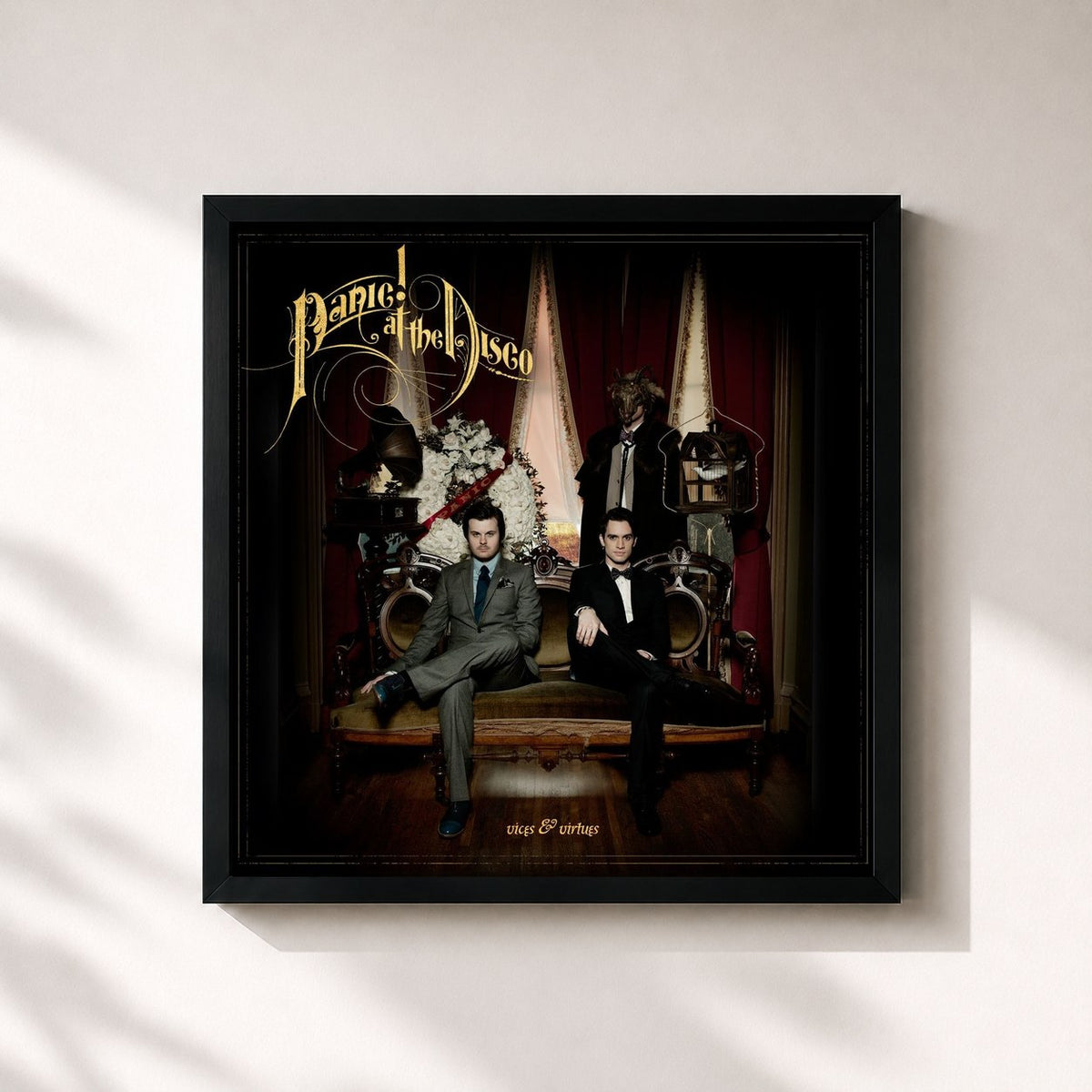 #noir Tableau carré de l'album Vices & Virtues de Panic! At the Disco, cadre noir 32x32 cm