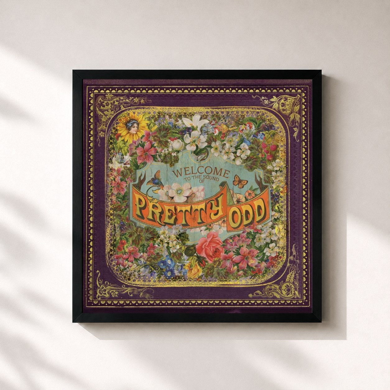 #noir Tableau carré de l'album Pretty. Odd. de Panic! At the Disco, cadre noir 32x32 cm